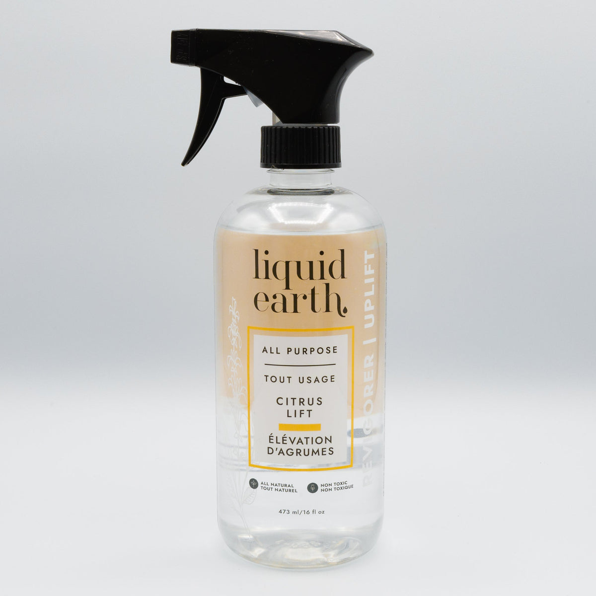 Liquid Earth All Purpose Cleaner, Plant-Based Multi-Surface Spray with Essential Oils, 4 Scents, 473ml or 1.5L Refill - Citrus Lift / 473ml Spray