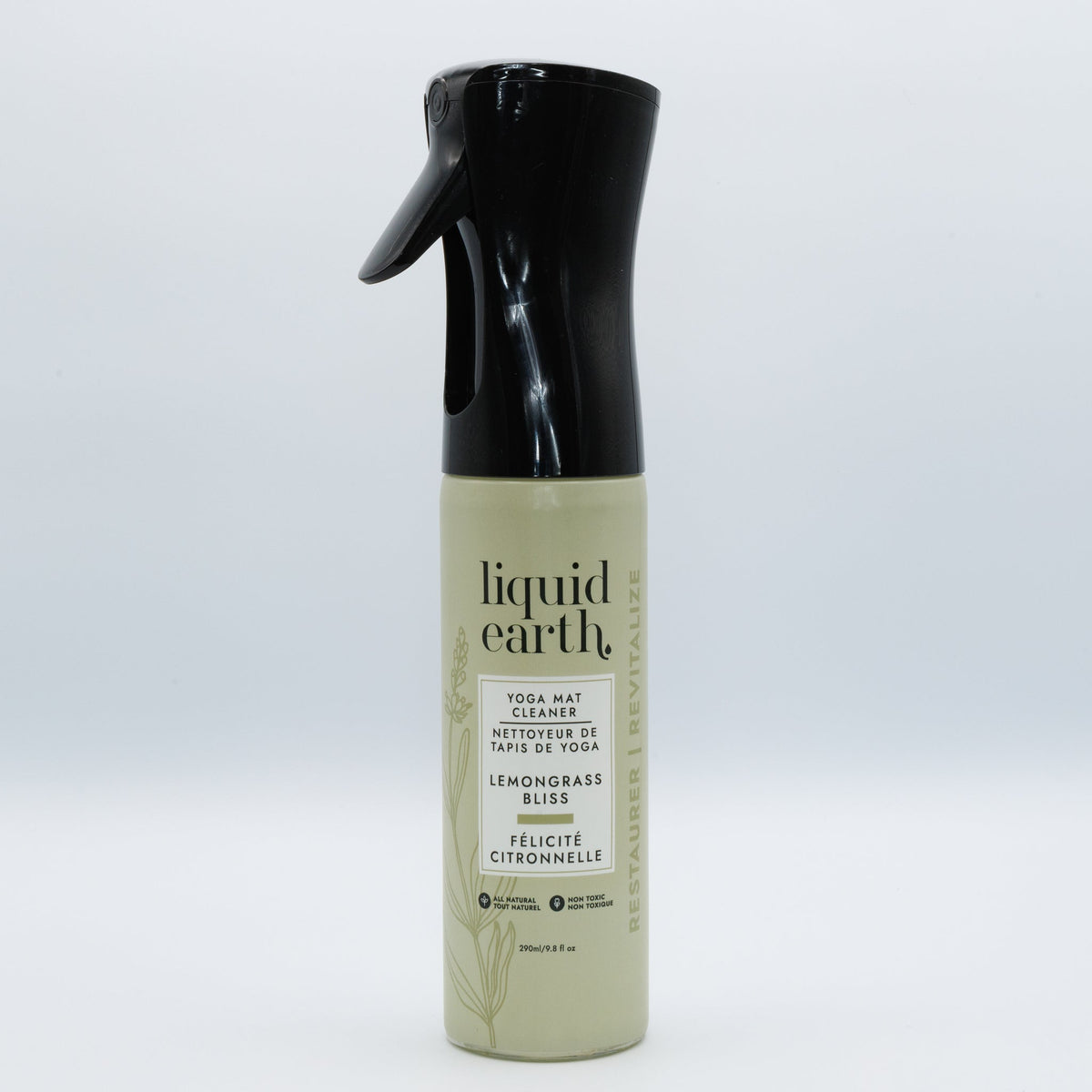 Liquid Earth Lemongrass Bliss Yoga Mat Cleaner, Plant-Based Mat Spray with Lemongrass, Lavender and Grapefruit, 290ml