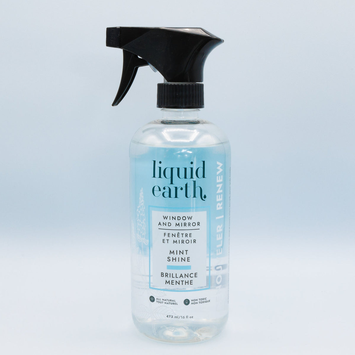 Liquid Earth Mint Shine Window and Mirror Cleaner, Streak-Free Plant-Based Glass Cleaner with Peppermint, 473ml or 1.5L Refill - 473ml Spray