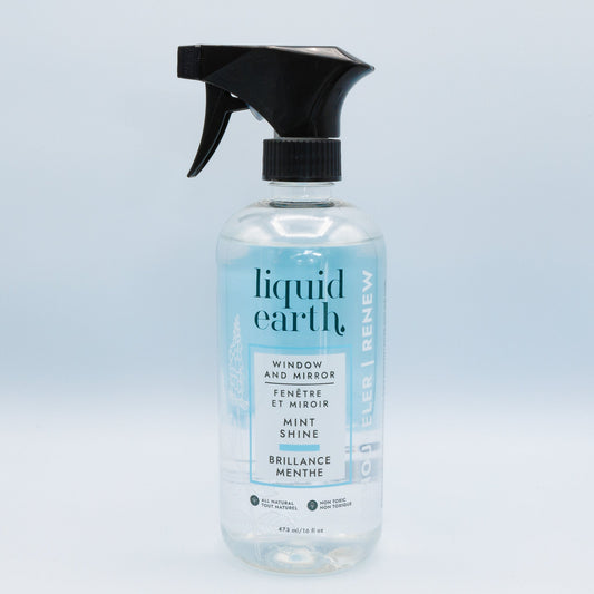 Liquid Earth Mint Shine Window and Mirror Cleaner, Streak-Free Plant-Based Glass Cleaner with Peppermint, 473ml or 1.5L Refill - 473ml Spray