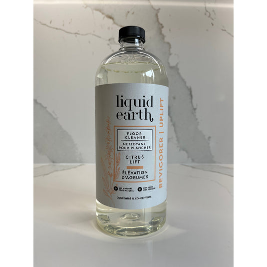 Liquid Earth Citrus Lift Floor Cleaner, Plant-Based No-Rinse Concentrate for Tile, Vinyl and Sealed Hardwood, 1L