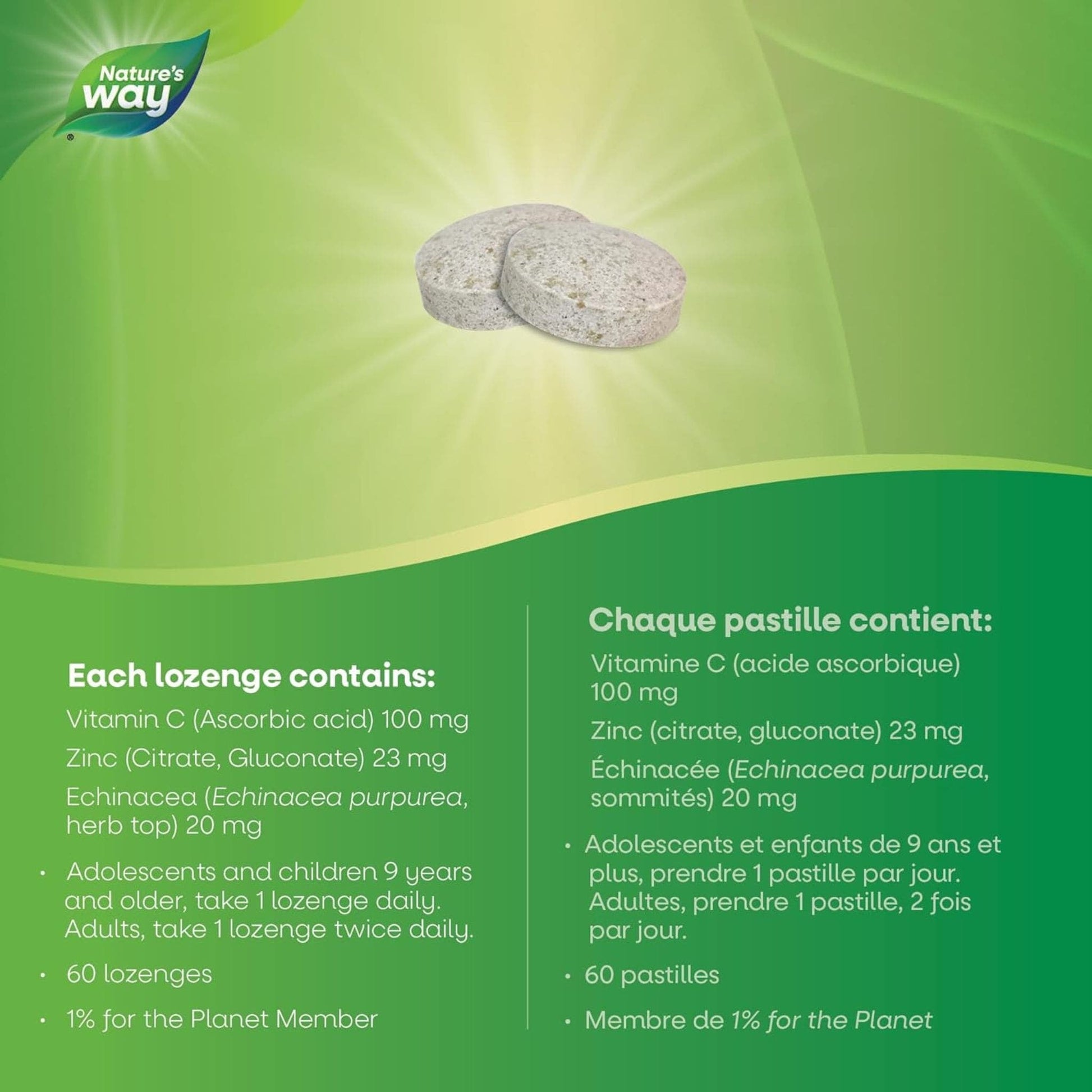 60 Lozenges | Nature's Way Zinc with Echinacea and Vitamin C