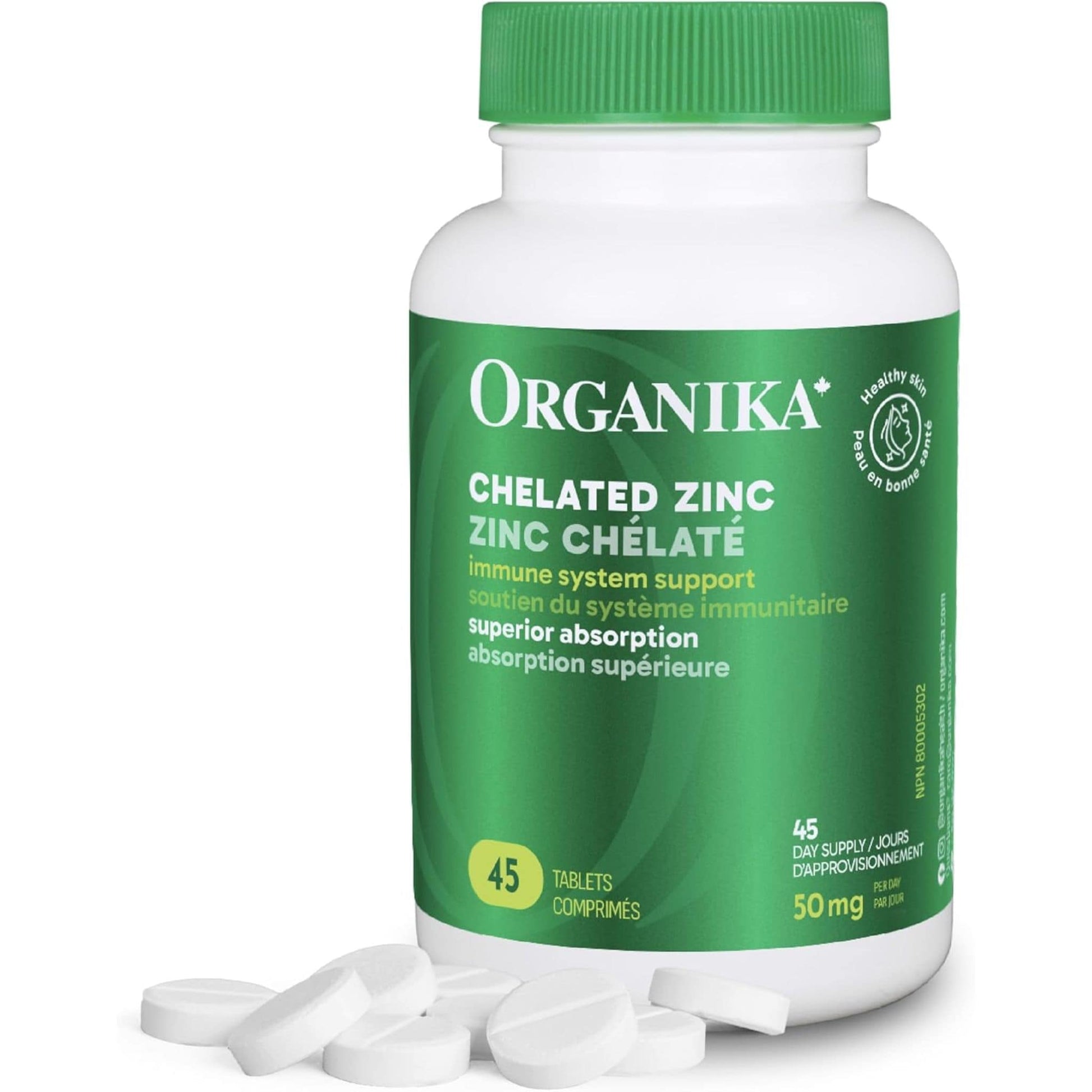 45 Tablets | Organika Chelated Zinc 50 mg
