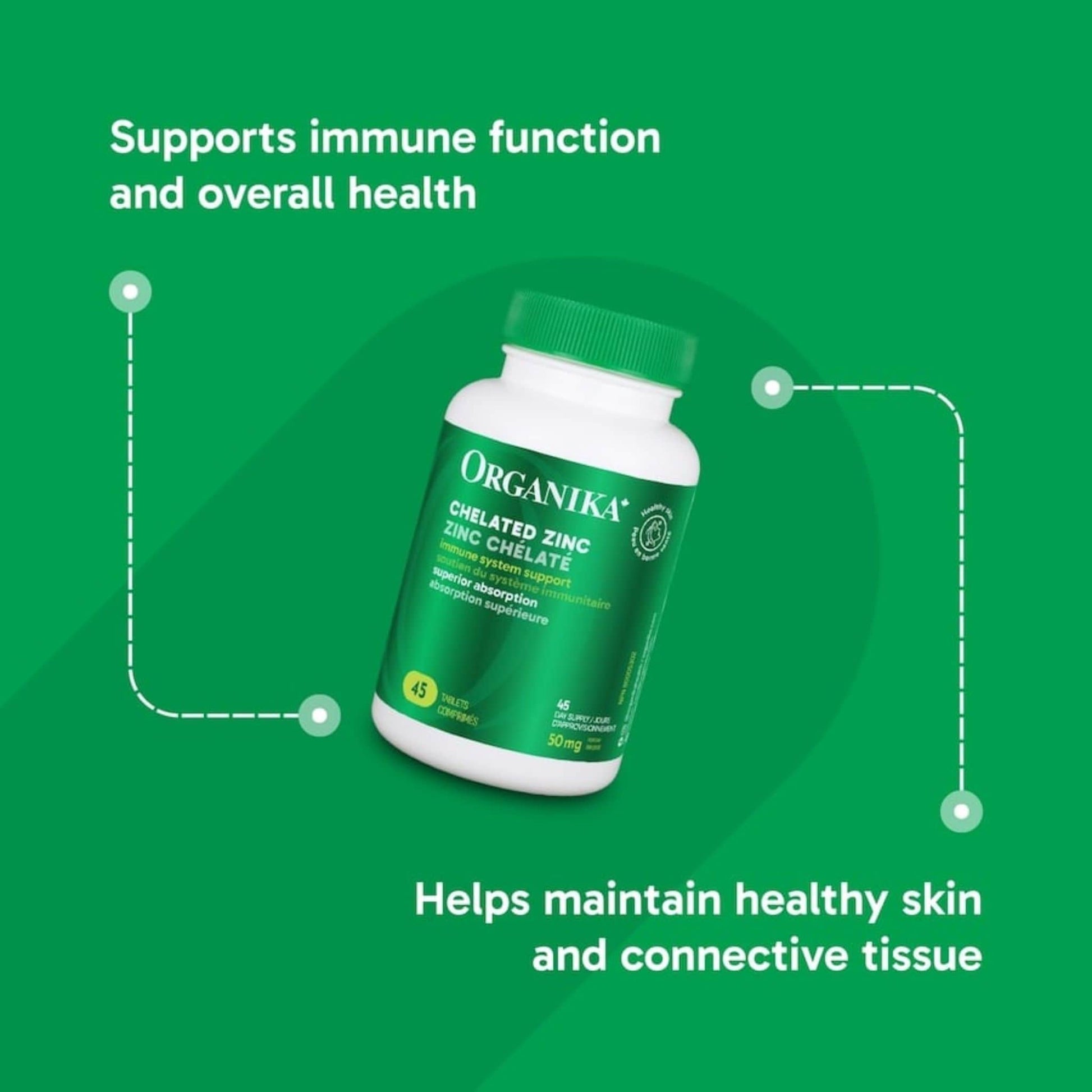 45 Tablets | Organika Chelated Zinc 50 mg