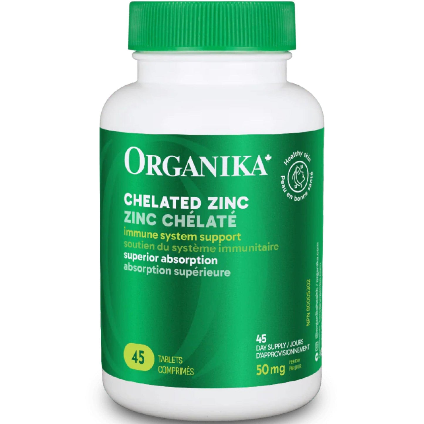 45 Tablets | Organika Chelated Zinc 50 mg