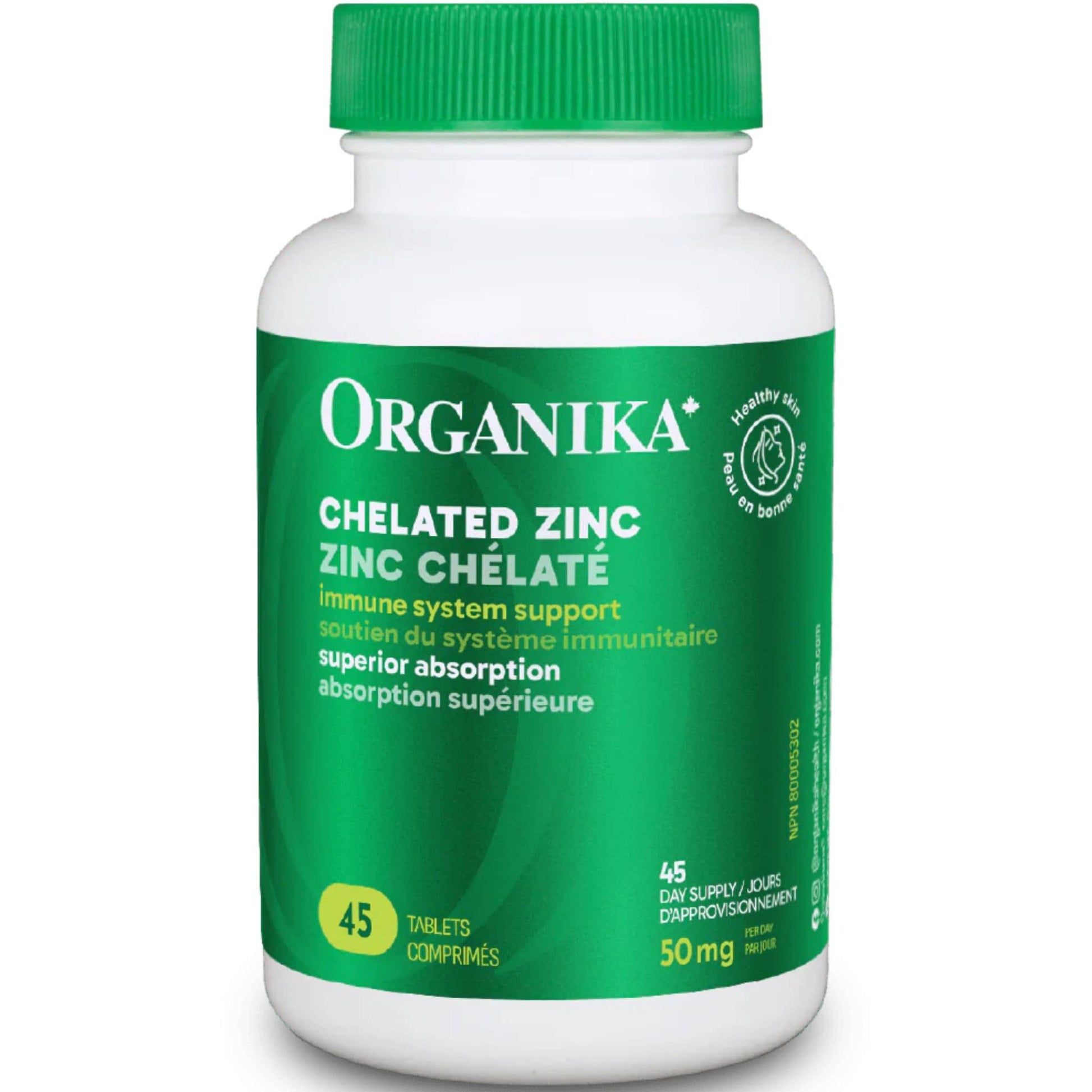 45 Tablets | Organika Chelated Zinc 50 mg