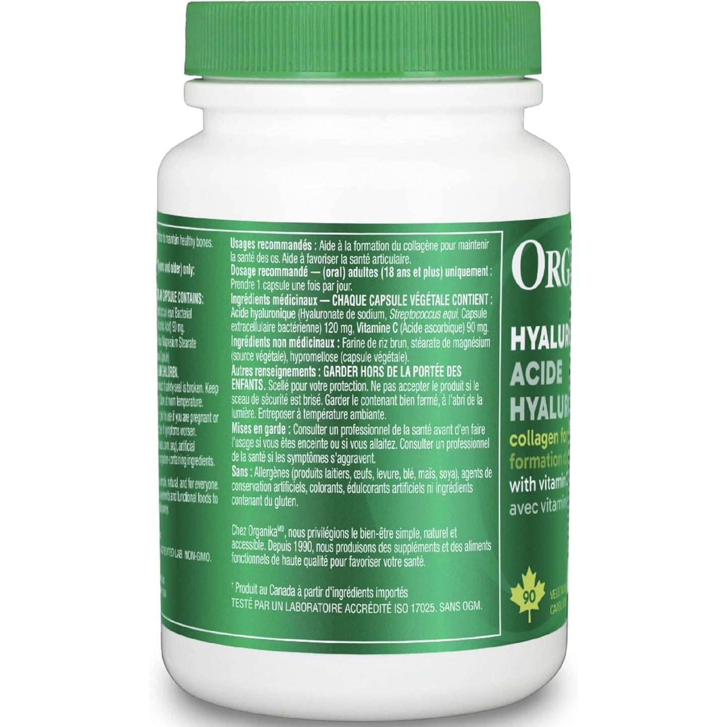 90 Vegetarian Capsules | Organika Hyaluronic Acid 120 mg