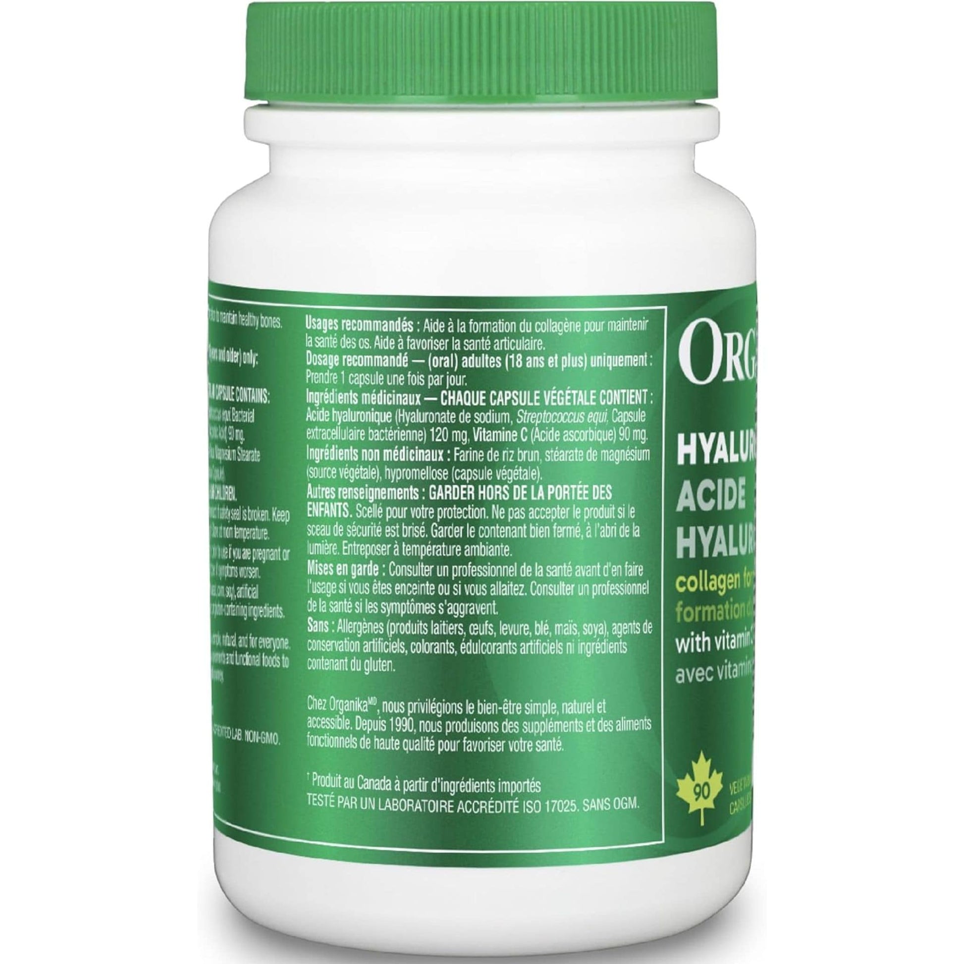 90 Vegetarian Capsules | Organika Hyaluronic Acid 120 mg