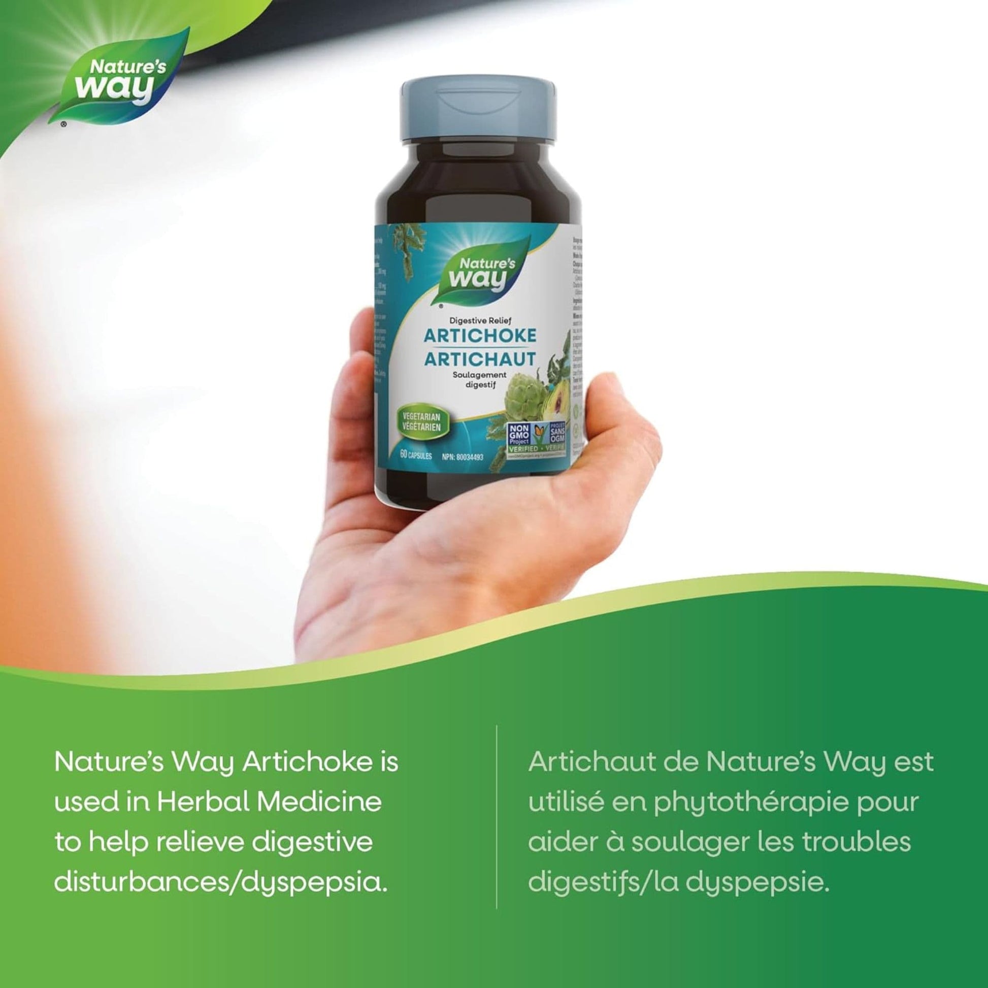 60 Vegetable Capsules | Nature's Way Artichoke