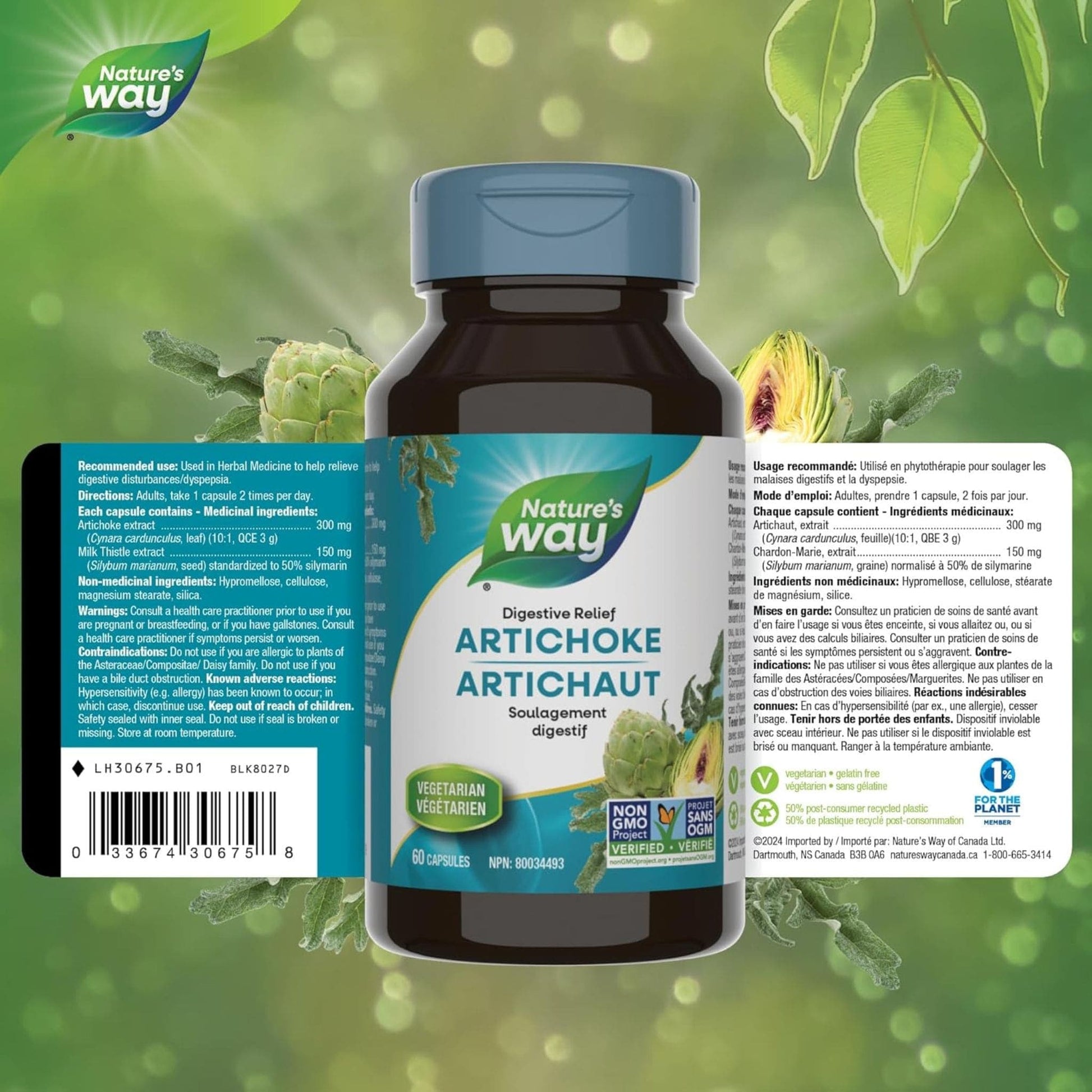 60 Vegetable Capsules | Nature's Way Artichoke