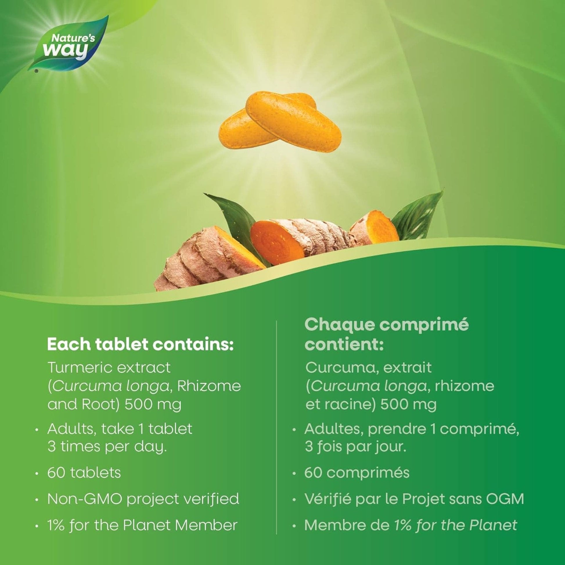 60 Vegetarian Tablets | Nature's Way Turmeric Standardized 450 mg 95% Curcumin