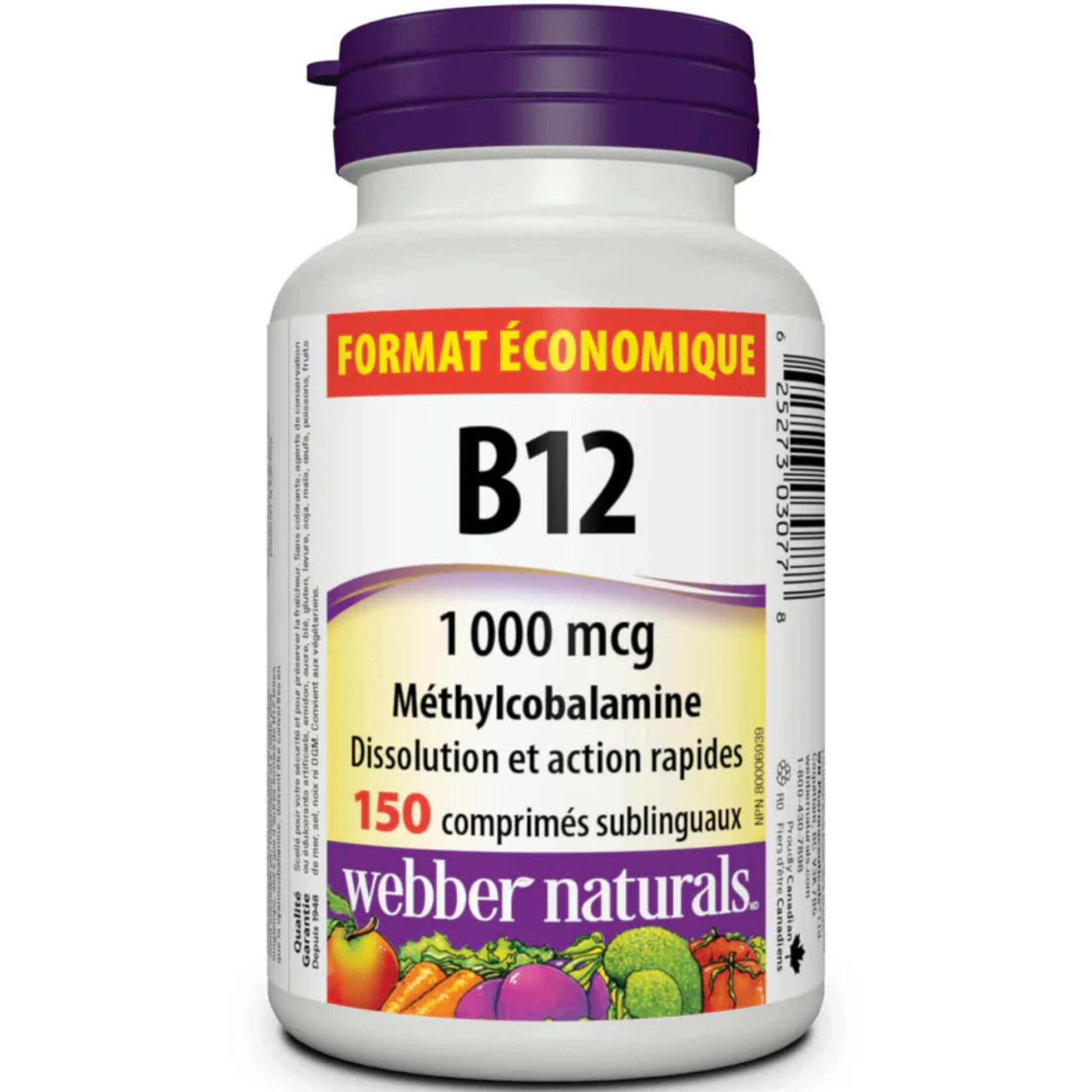150 Sublingual Tablets | Webber Naturals Vitamin B12 1000mcg Methylcobalamin