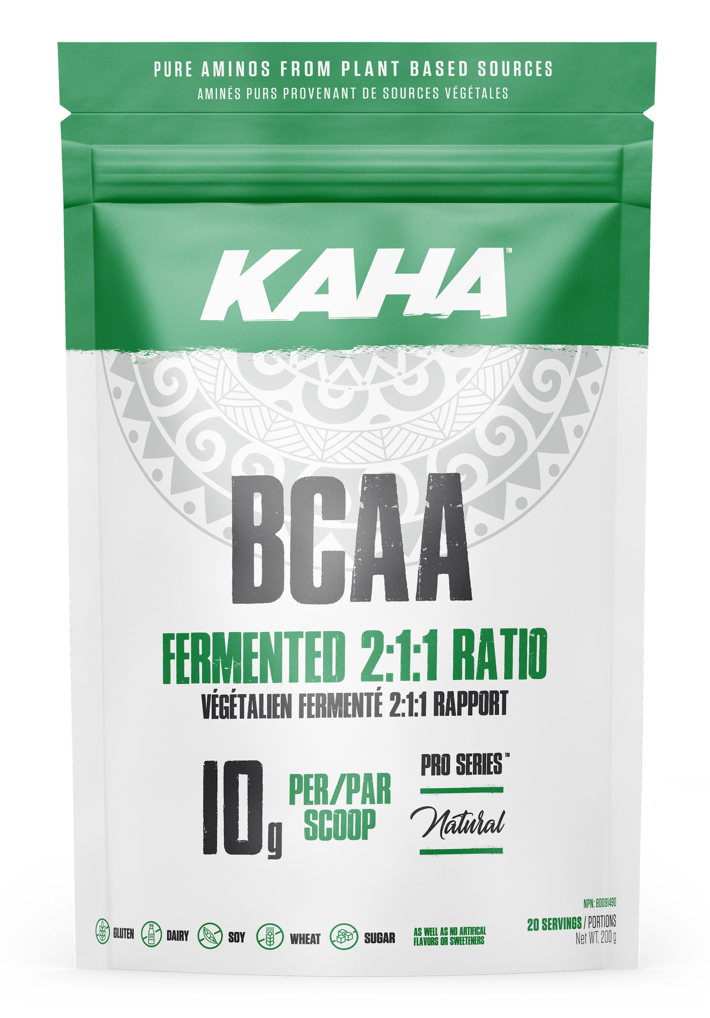 Kaha Nutrition Plant-Based BCAA 2:1:1, Fermented from Sunflower Seeds, Unflavoured, 200g