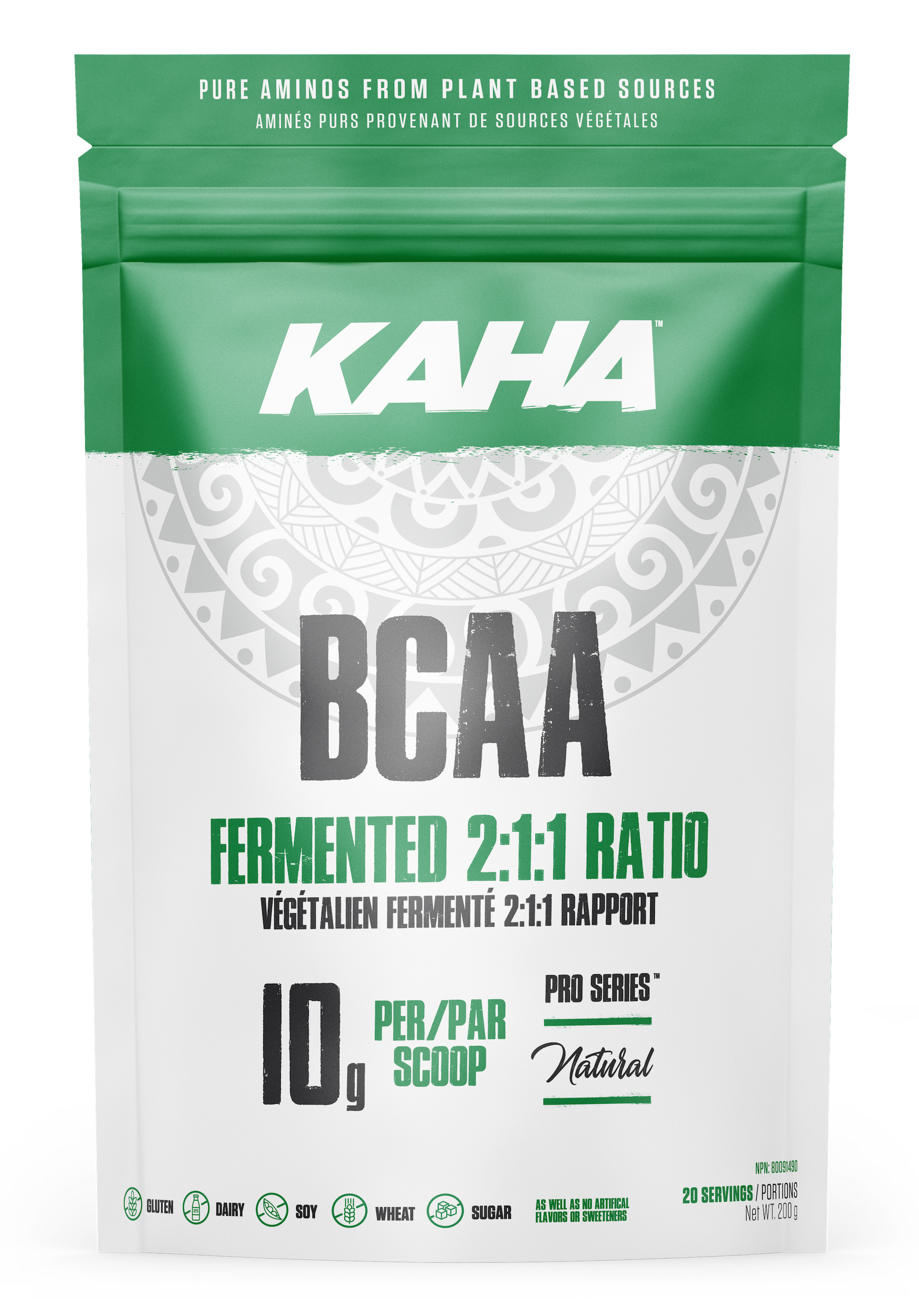 Kaha Nutrition Plant-Based BCAA 2:1:1, Fermented from Sunflower Seeds, Unflavoured, 200g