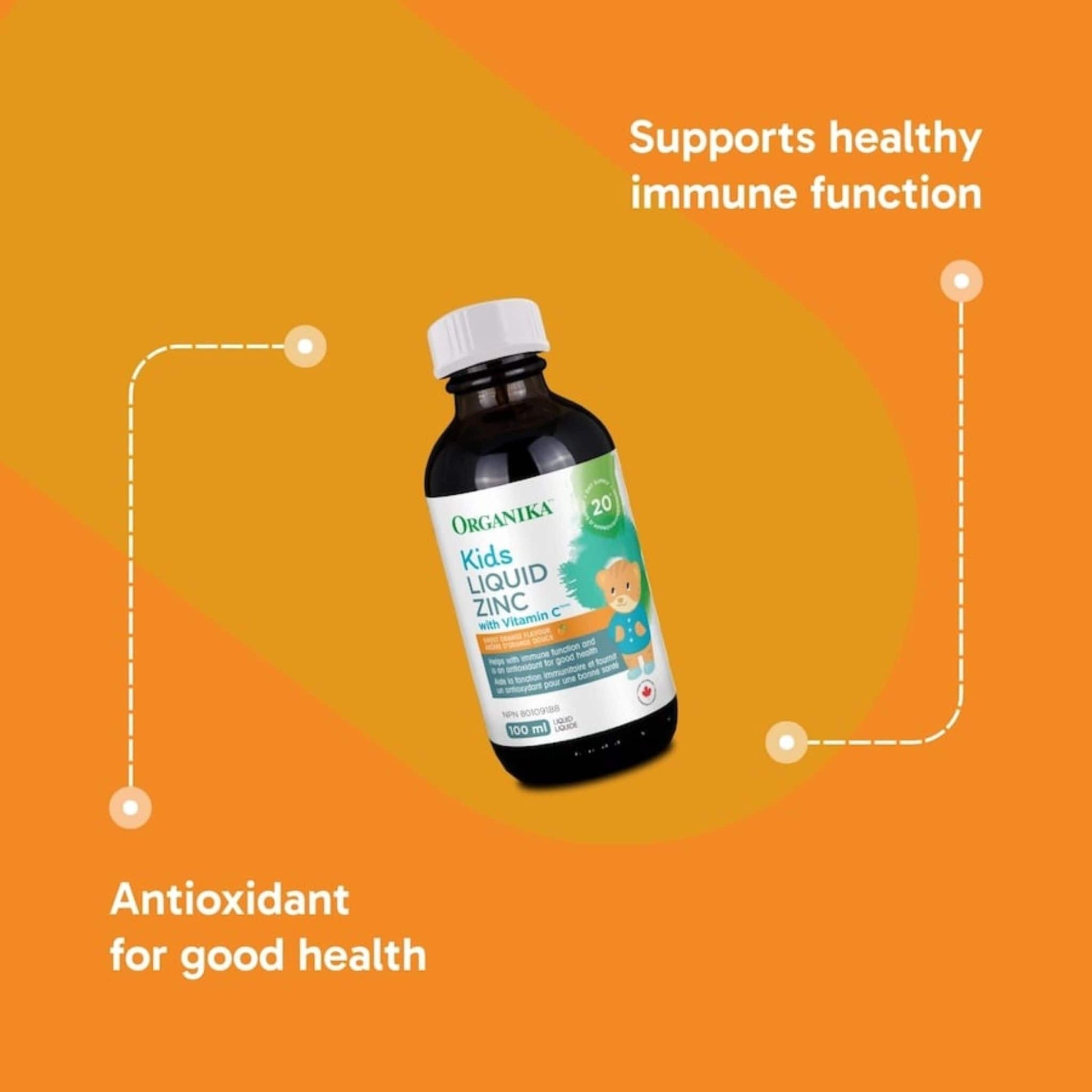 Sweet Orange Flavour, 100mL | Organika Kids Liquid Zinc with Vitamin C