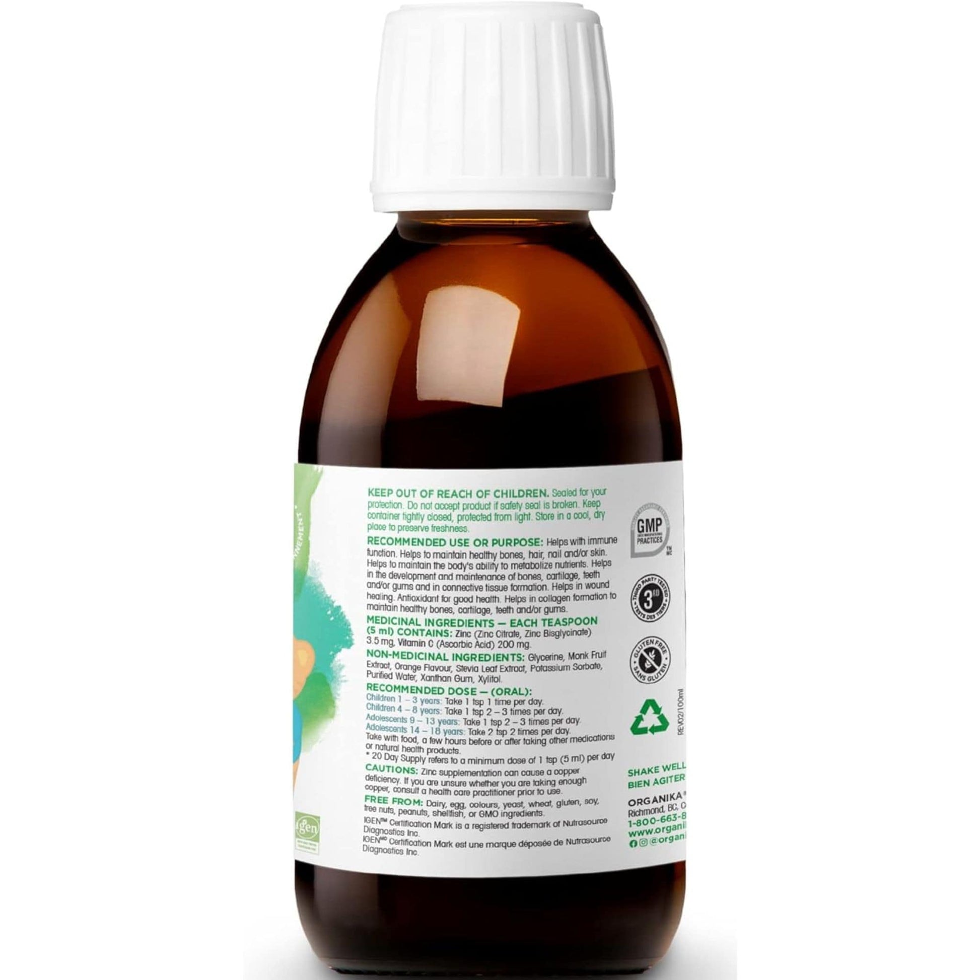 Sweet Orange Flavour, 100mL | Organika Kids Liquid Zinc with Vitamin C