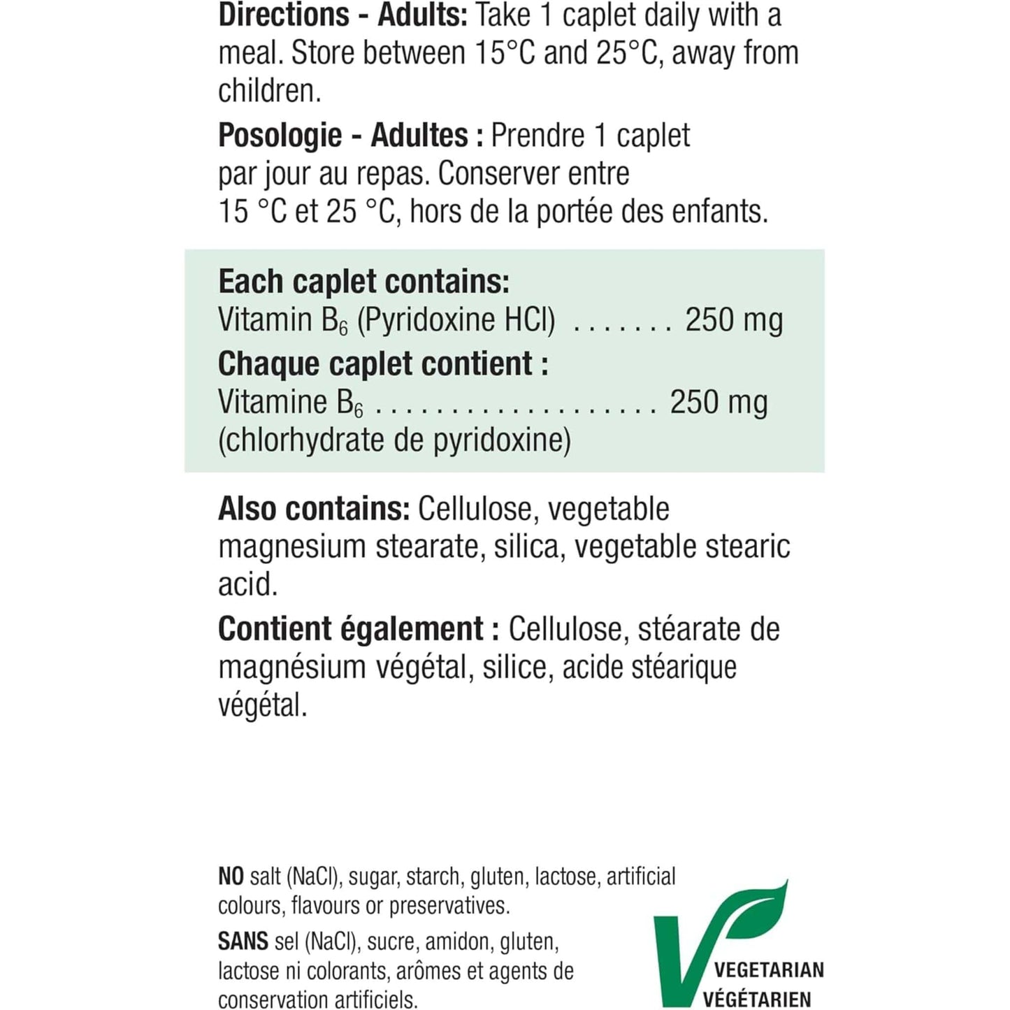 100 Caplets | Jamieson Vitamin B6 250 mg Pyridoxine