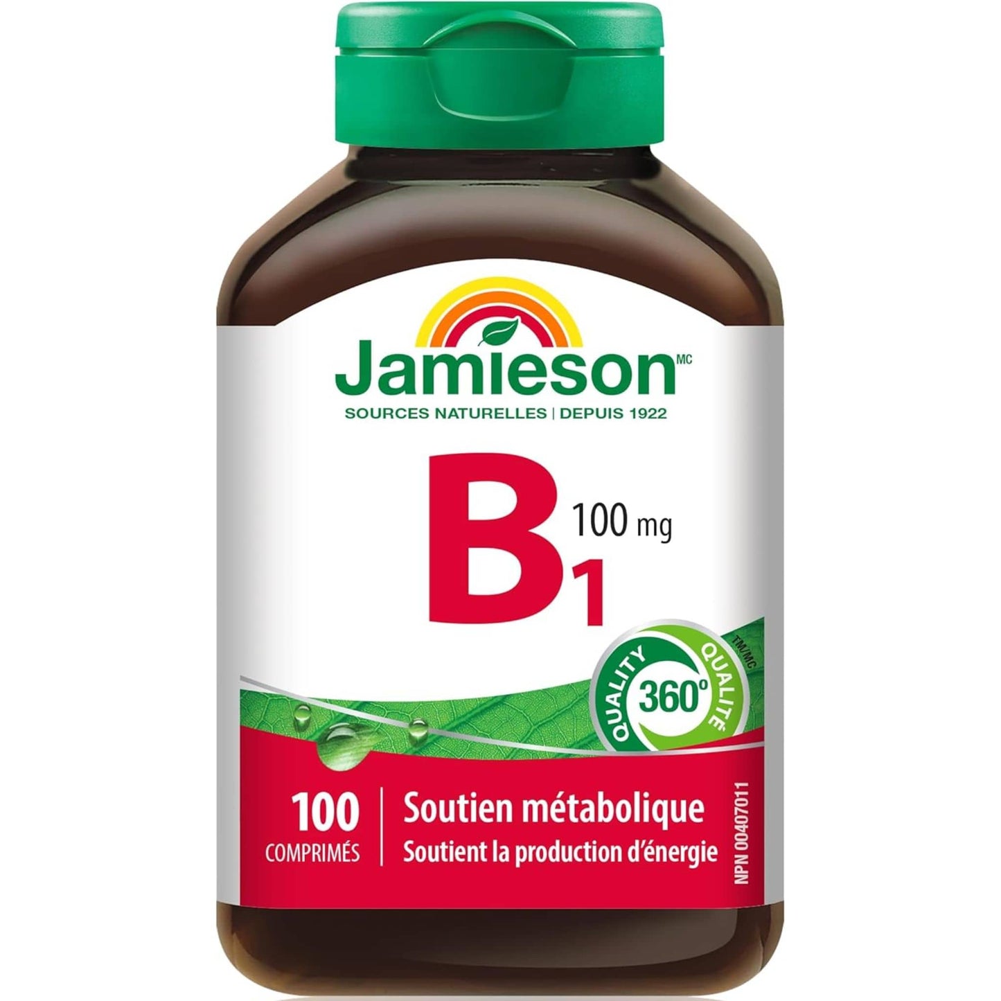 100 Tablets | Jamieson Vitamin B1 100 mg Thiamine