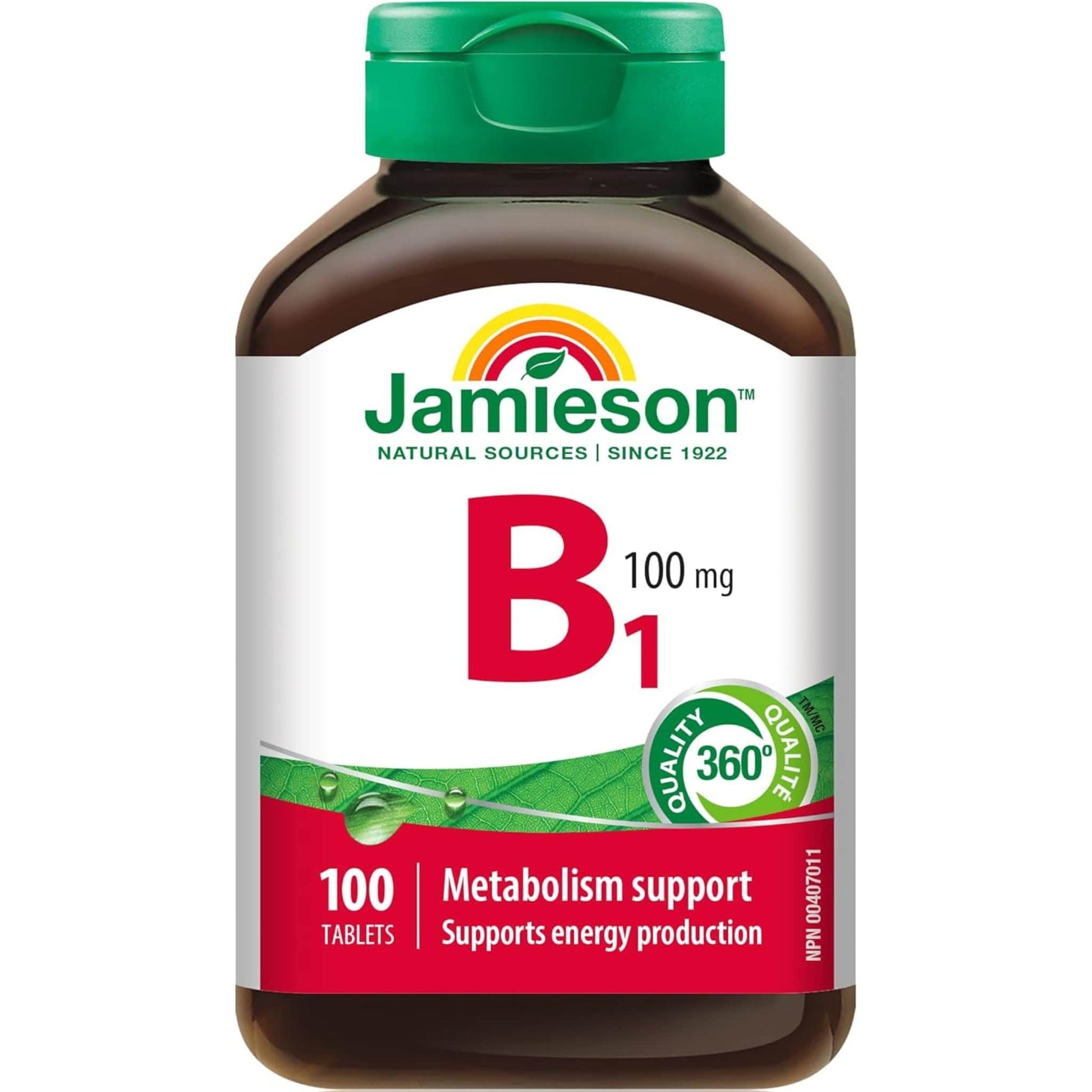 100 Tablets | Jamieson Vitamin B1 100 mg Thiamine