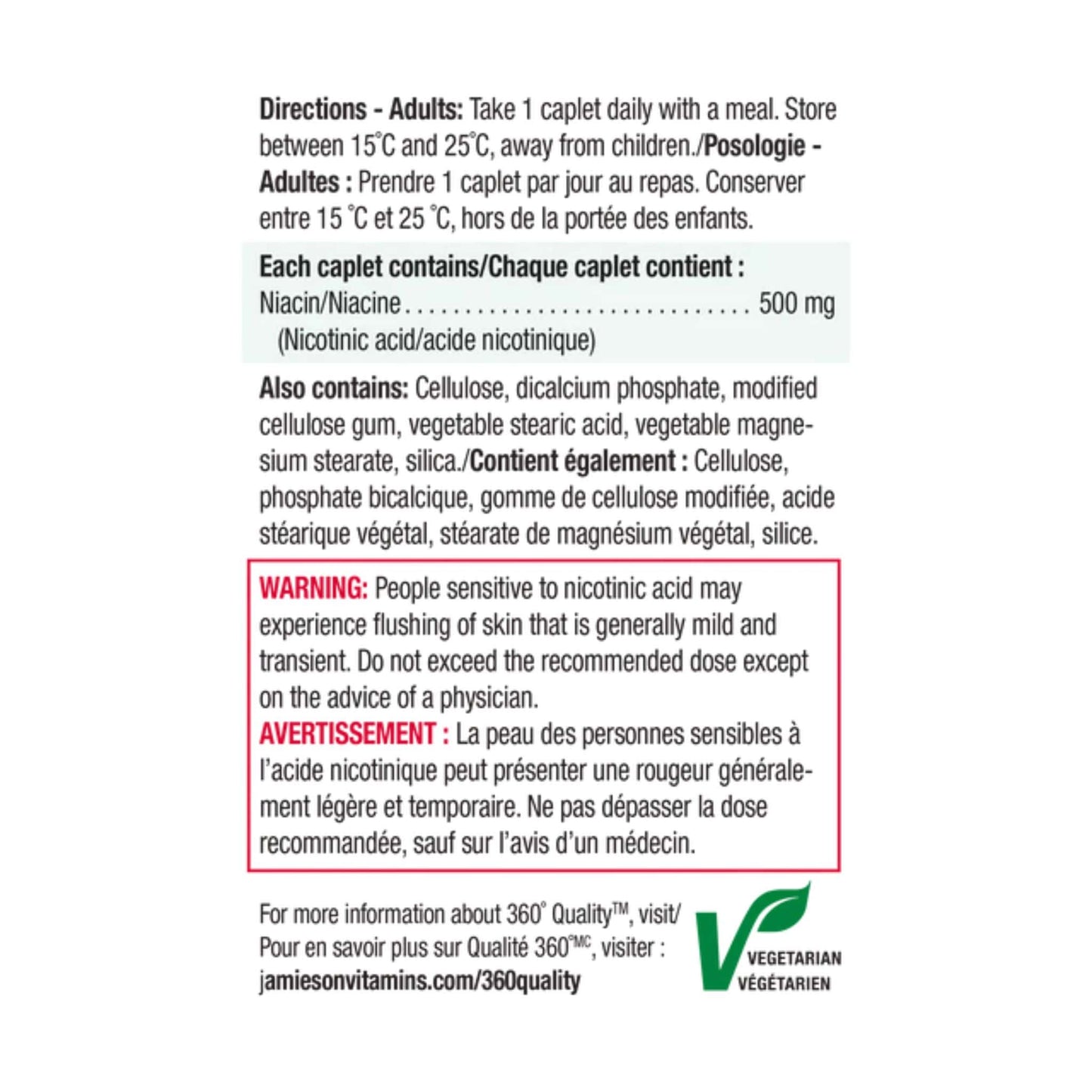 100 Caplets | Jamieson Niacin 500 mg