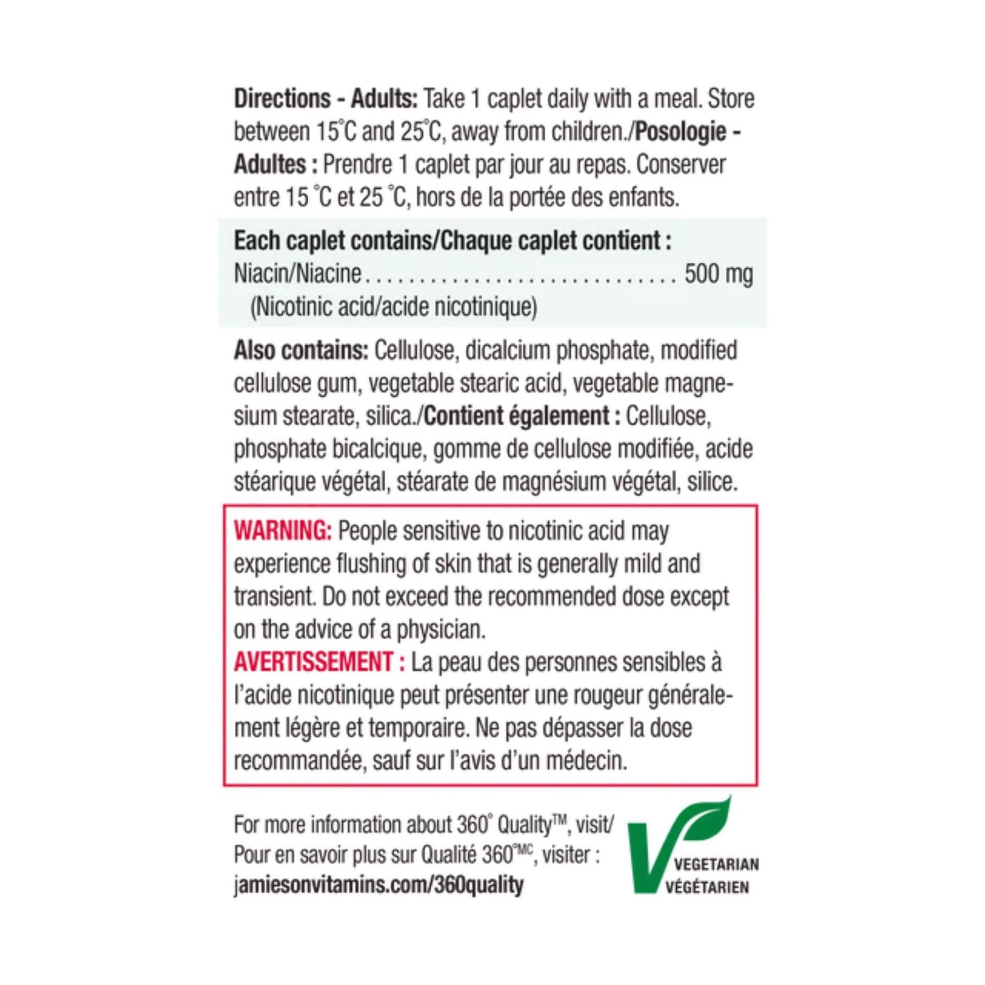 100 Caplets | Jamieson Niacin 500 mg