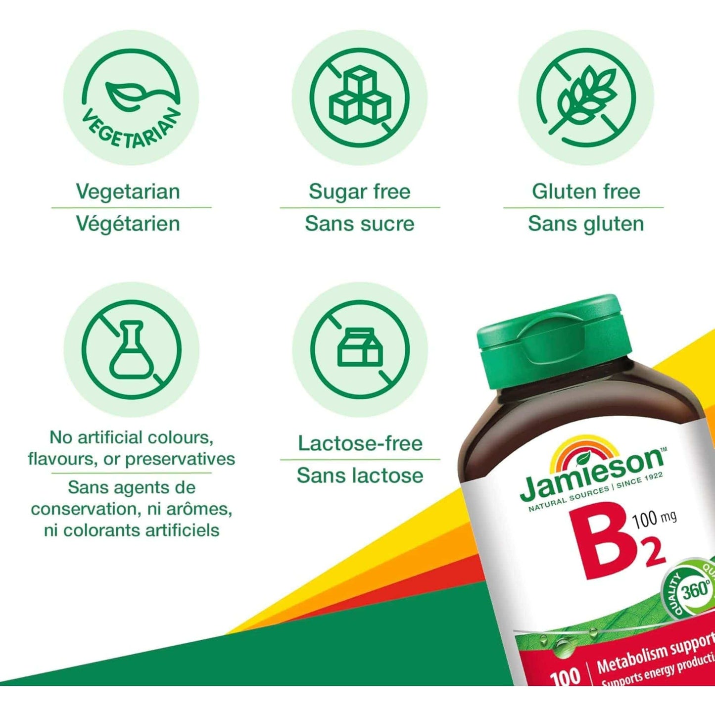 100 Tablets | Jamieson Vitamin B2 100mg, Riboflavin