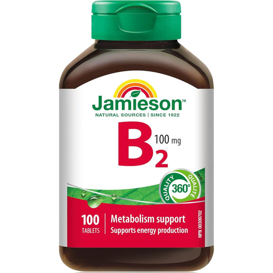 100 Tablets | Jamieson Vitamin B2 100mg, Riboflavin