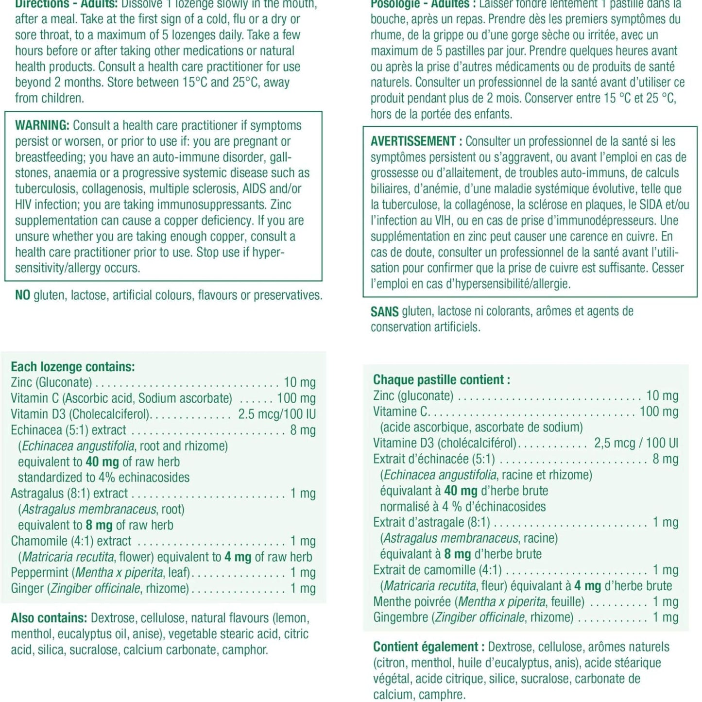 Lemon Menthol, 60 Lozenges | Jamieson Zinc Lozenges with Echinacea, Vitamins C and D 