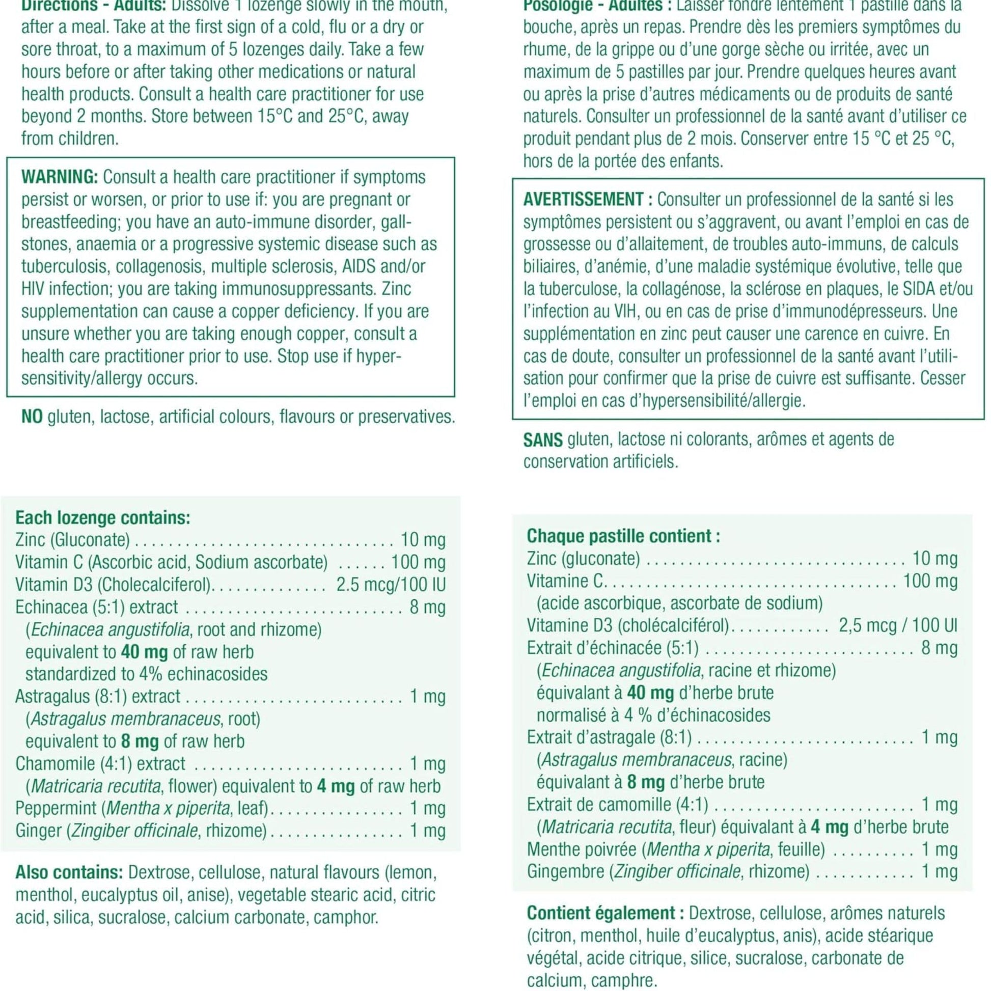 Lemon Menthol, 60 Lozenges | Jamieson Zinc Lozenges with Echinacea, Vitamins C and D 