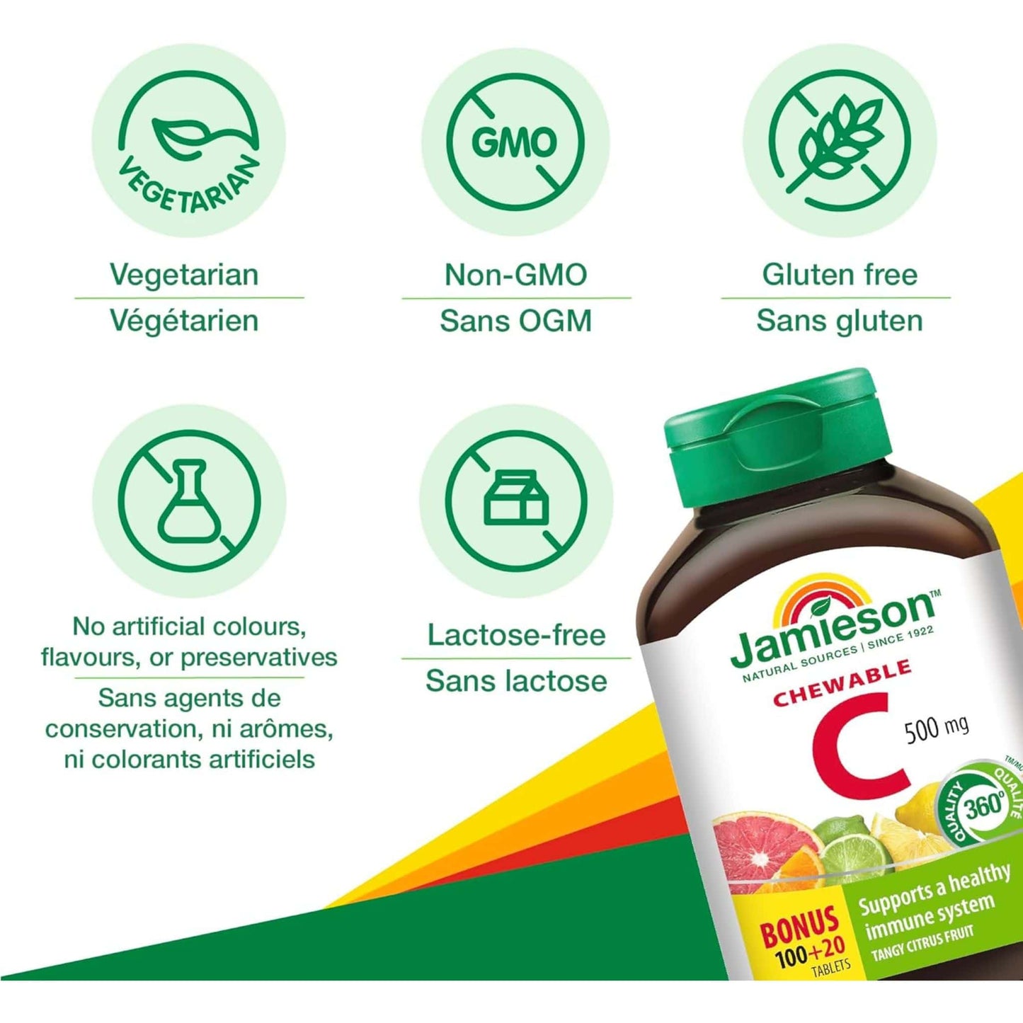 Citrus Fruit, 120 Chewable Tablets | Jamieson Vitamin C 500mg Chewable 