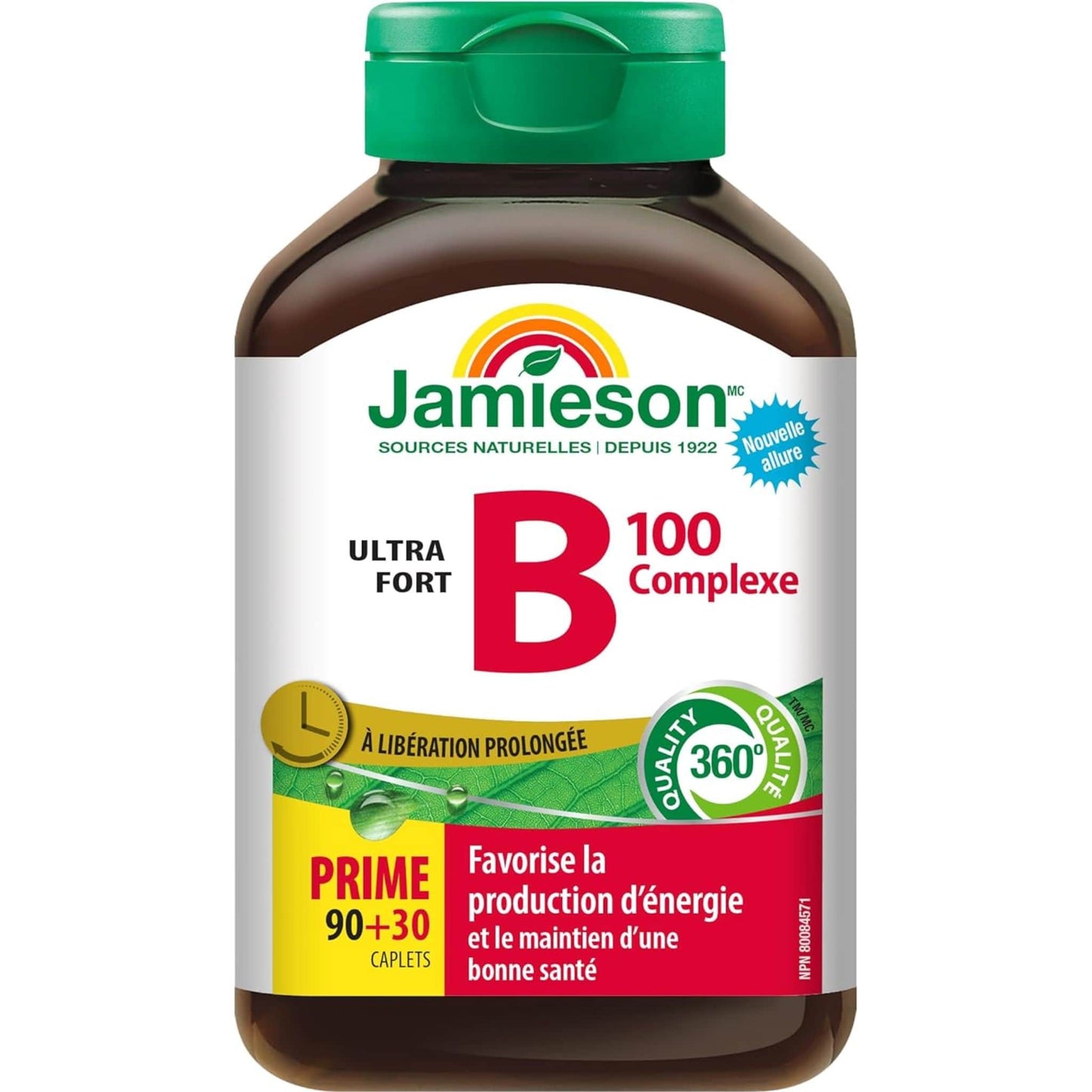 Bonus, 90+30 Caplets | Jamieson Vitamin B-100 Complex Ultra Strength, Timed Release 100mg