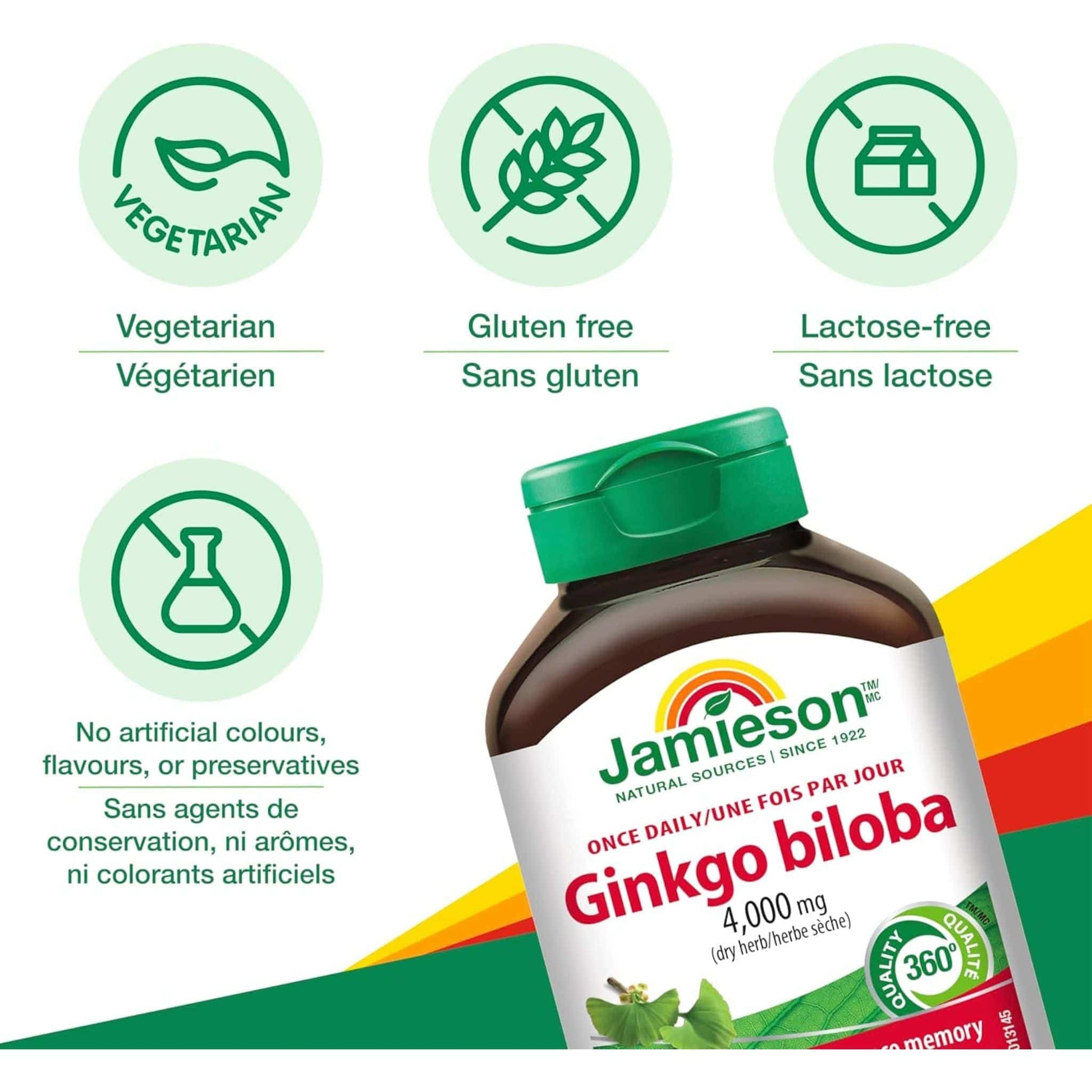 Bonus, 60+30 Caplets | Jamieson Ginkgo Biloba 4,000 mg Once Daily