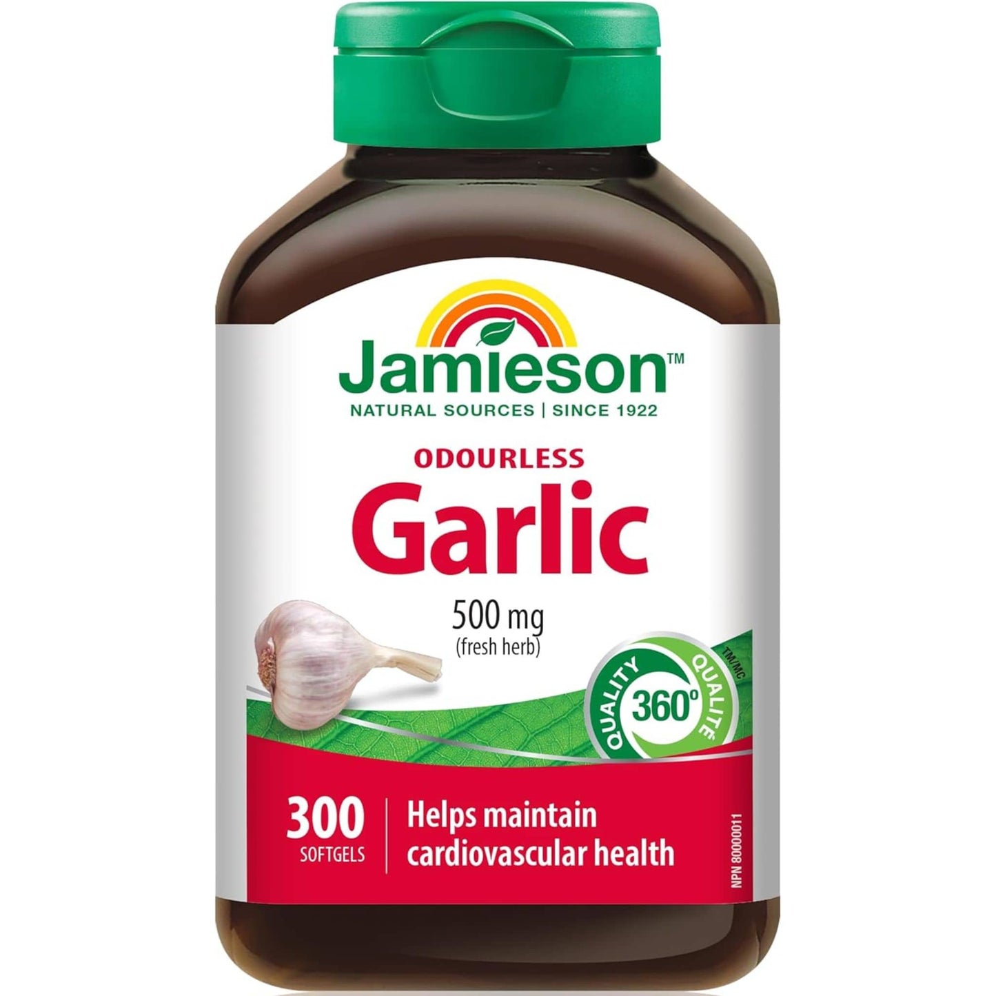 300 Softgels | Jamieson Odourless Garlic 500 mg