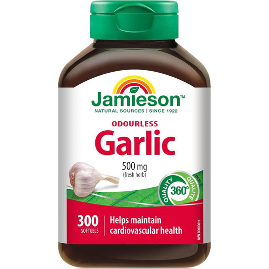 300 Softgels | Jamieson Odourless Garlic 500 mg