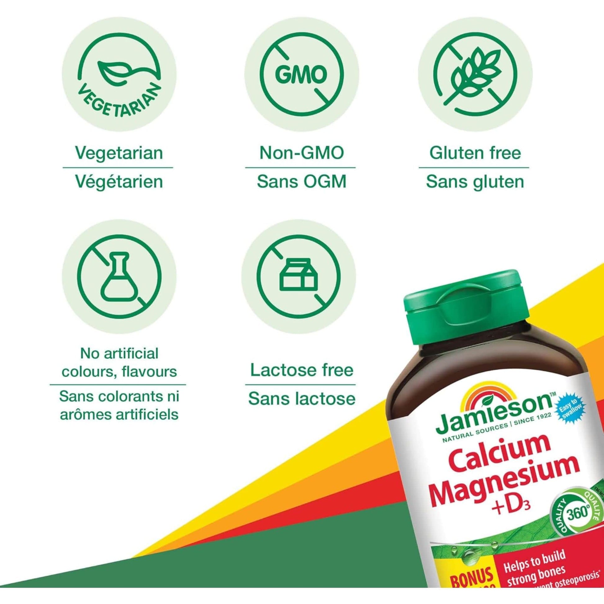 Bonus, 100+100 Caplets | Jamieson Calcium Magnesium + Vitamin D3