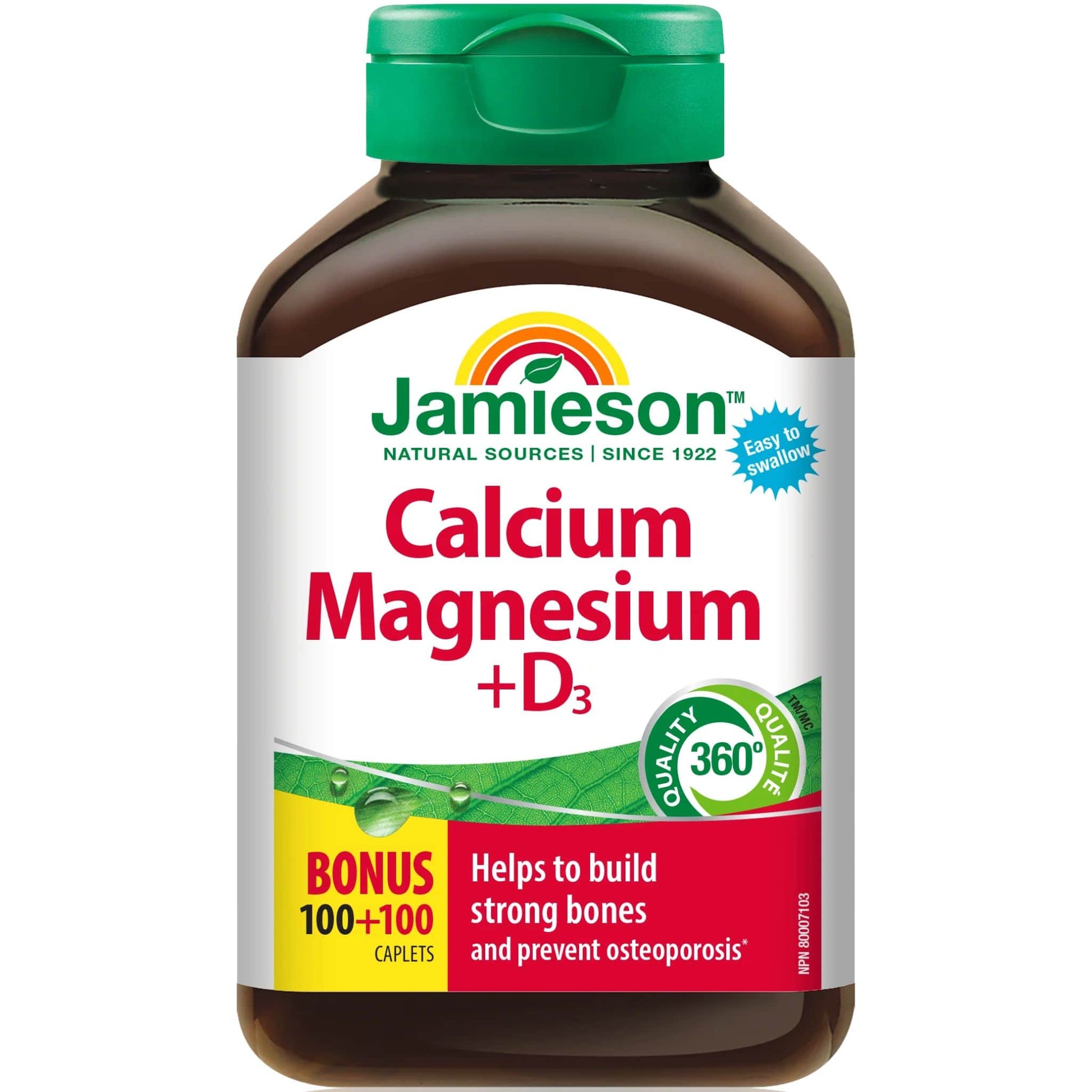 Bonus, 100+100 Caplets | Jamieson Calcium Magnesium + Vitamin D3
