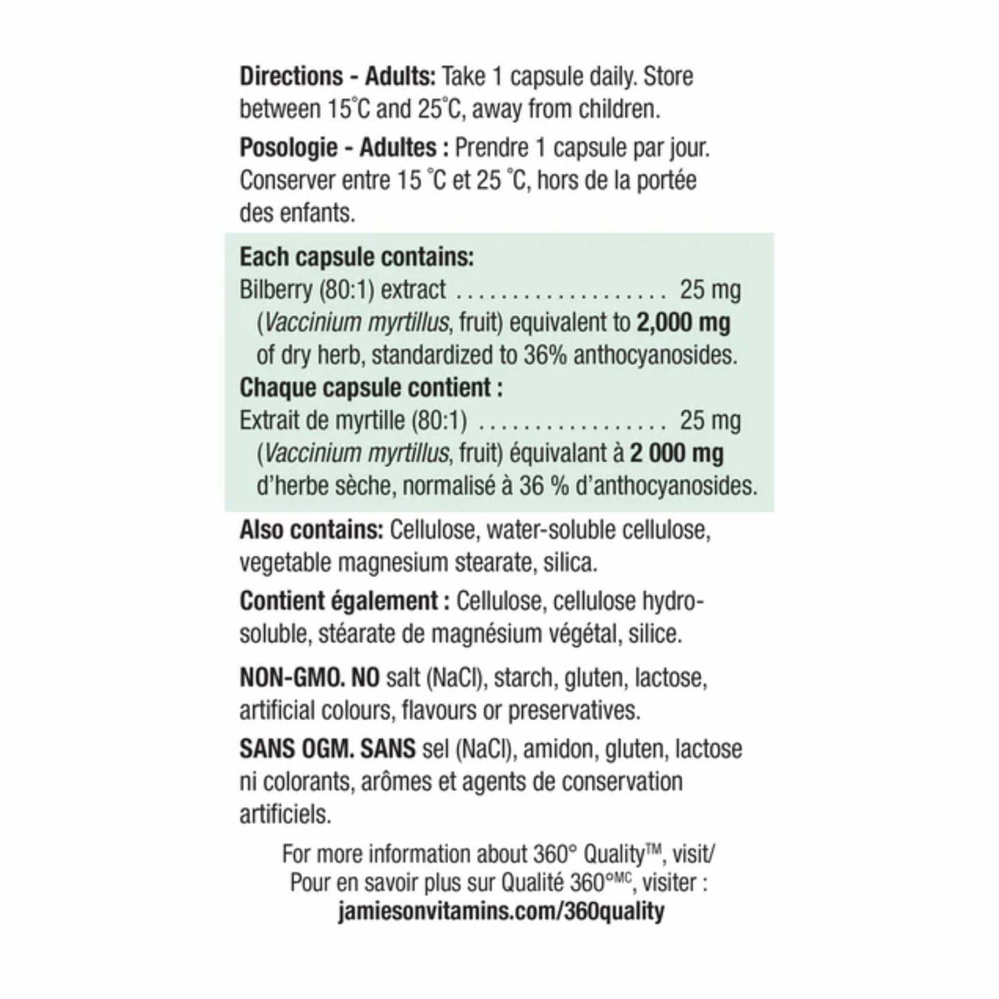 60 Capsules | Jamieson Billberry 2,000 mg