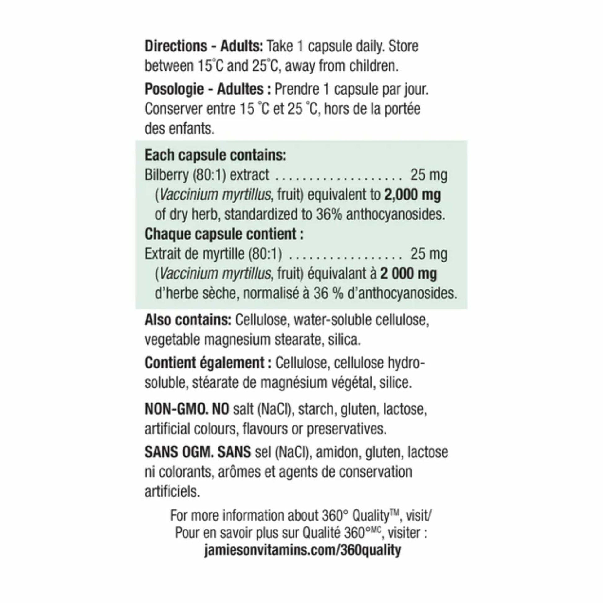 60 Capsules | Jamieson Billberry 2,000 mg