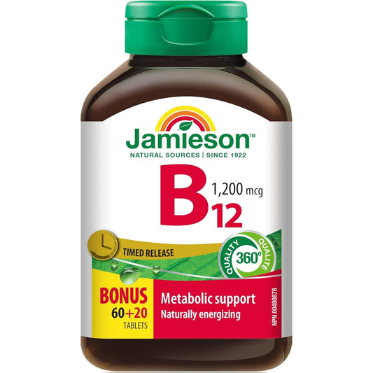 Bonus, 60+20 Tablets | Jamieson Vitamin B12 1,200 mcg, Timed Release