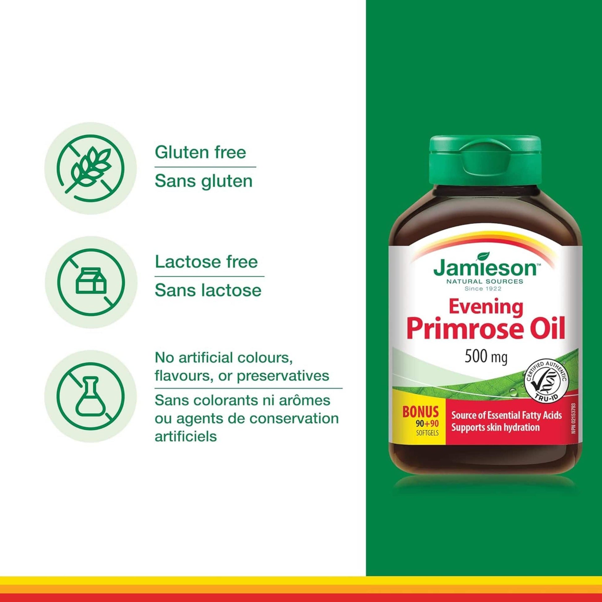 Bonus, 90+90 Softgels | Jamieson Evening Primrose Oil 500 mg