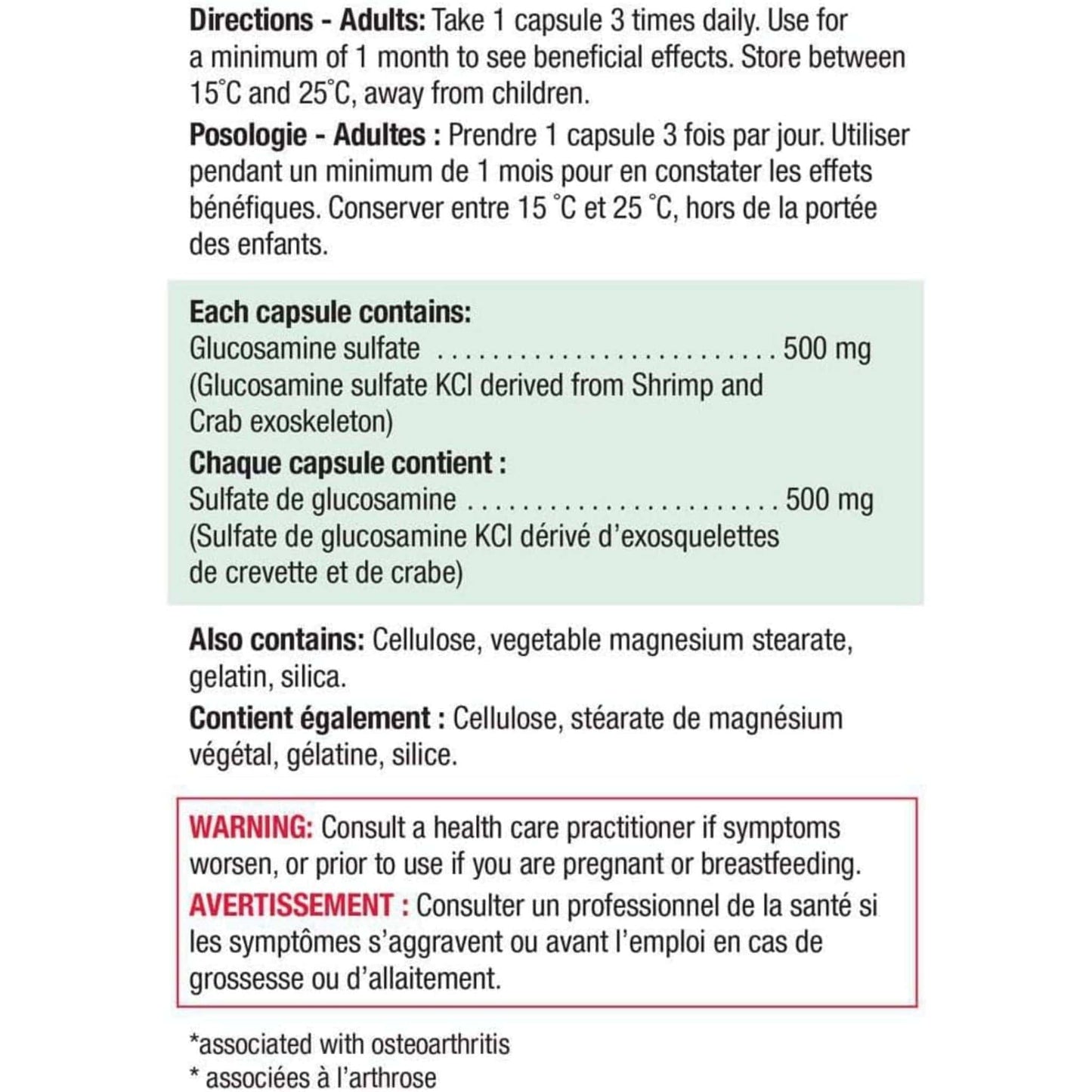 360 Capsules | Jamieson Glucosamine 500 mg Regular Strength