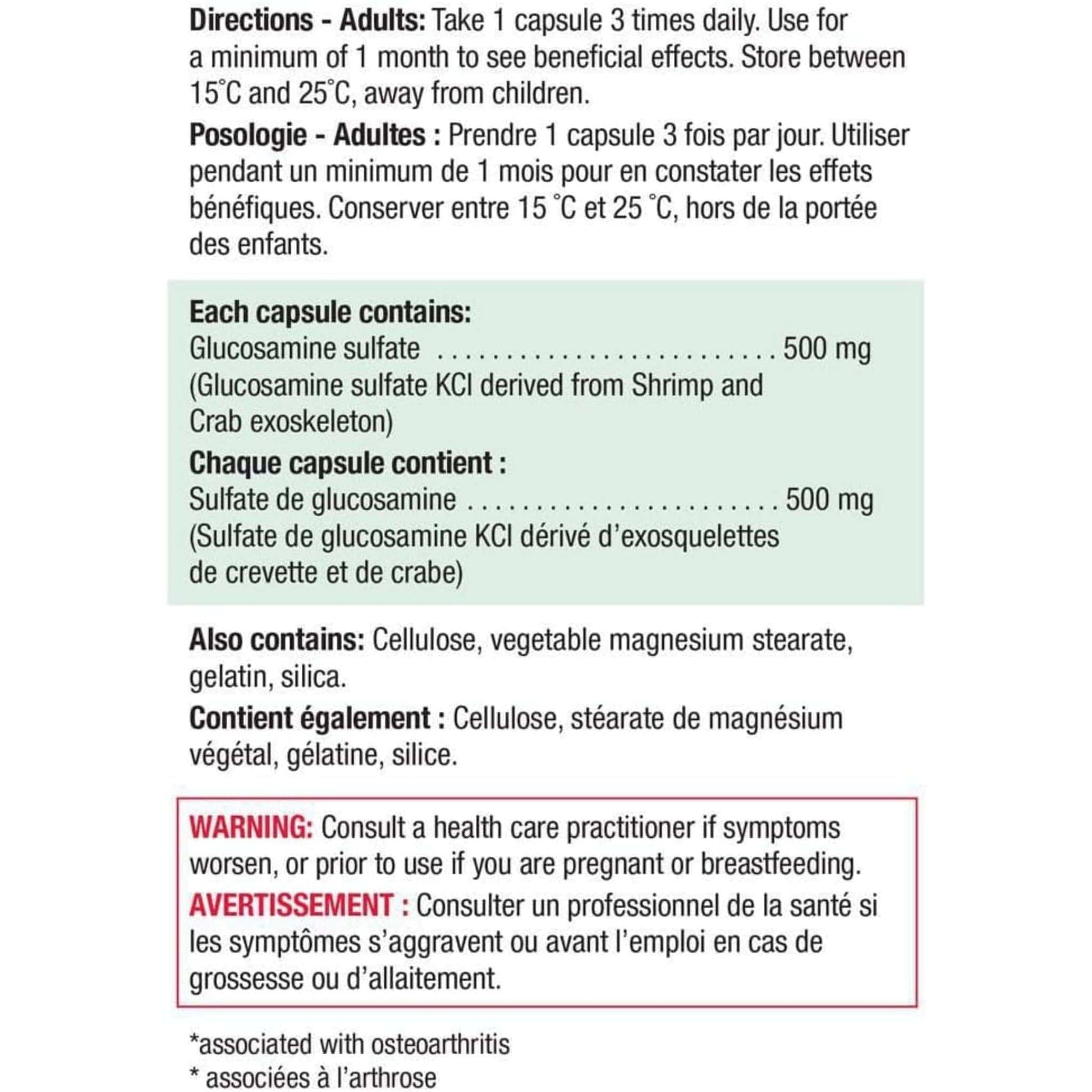 360 Capsules | Jamieson Glucosamine 500 mg Regular Strength