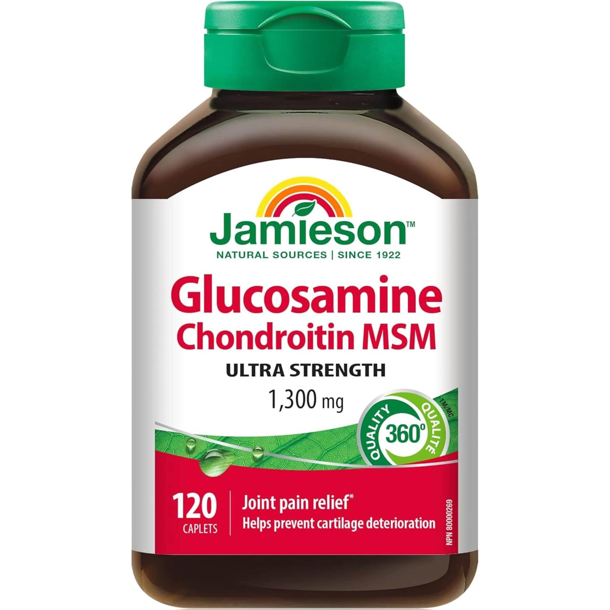 120 Caplets | Jamieson Glucosamine Chondroitin MSM Ultra Strength 1,300mg