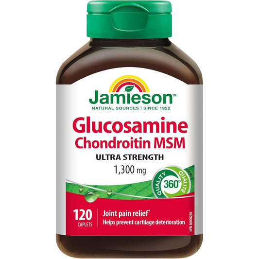 120 Caplets | Jamieson Glucosamine Chondroitin MSM Ultra Strength 1,300mg