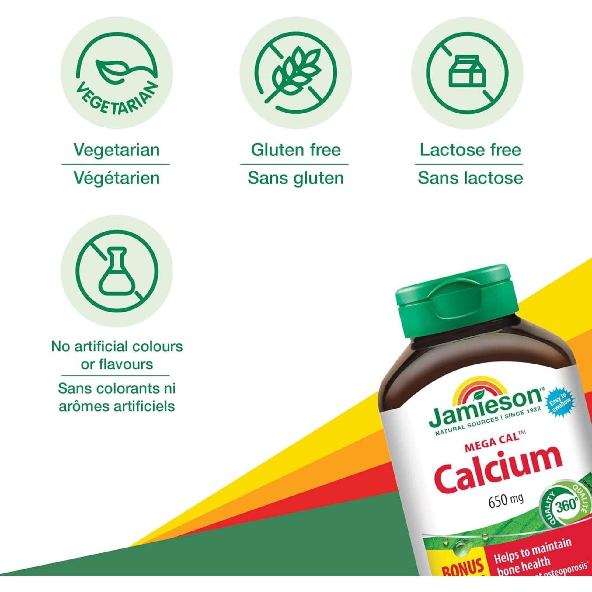 Bonus, 100+20 Caplets | Jamieson Mega Cal Calcium 650 mg