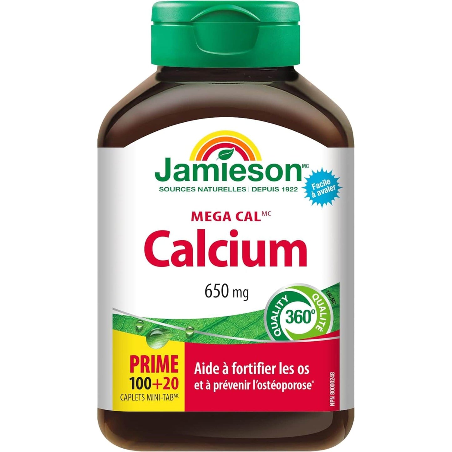 Bonus, 100+20 Caplets | Jamieson Mega Cal Calcium 650 mg