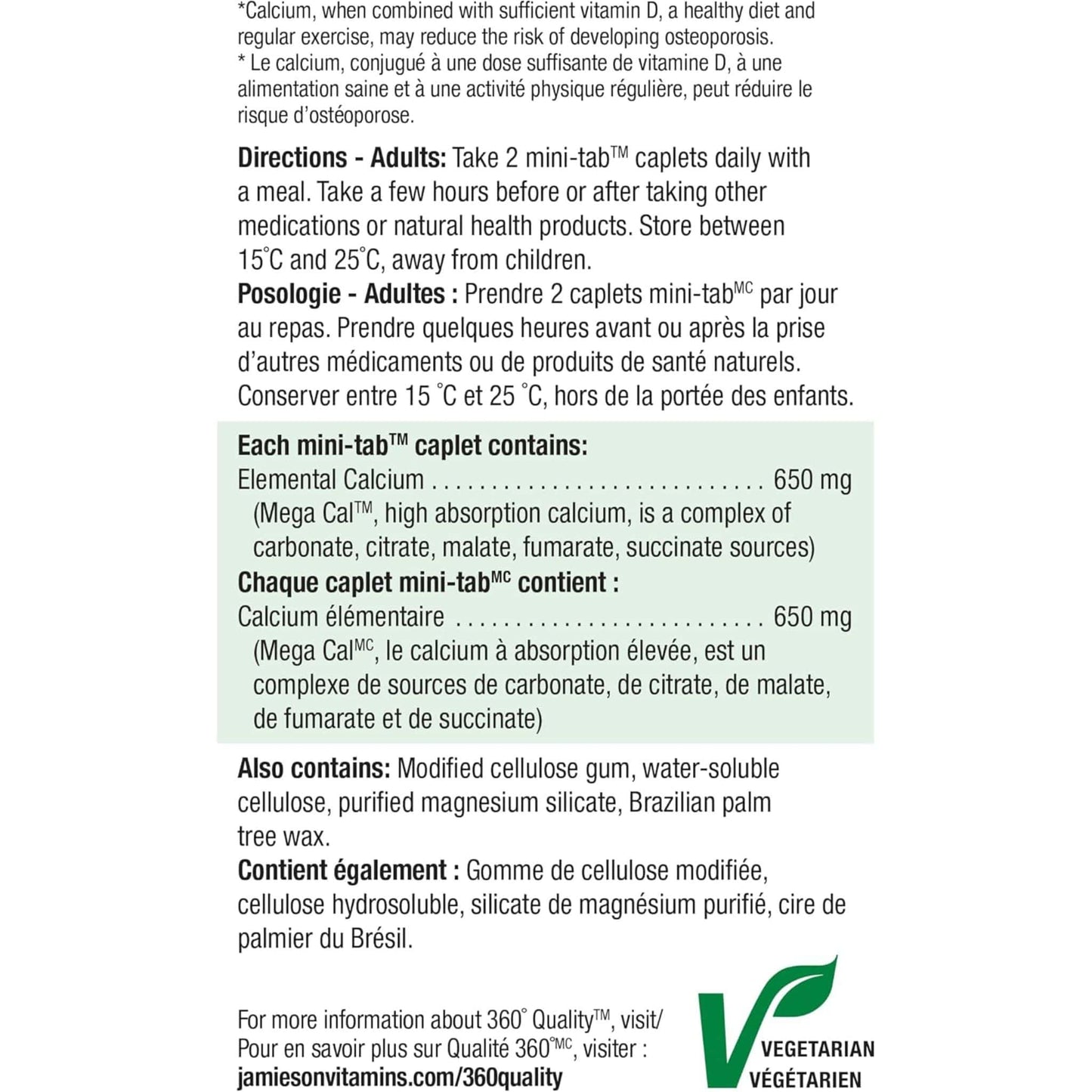 Bonus, 100+20 Caplets | Jamieson Mega Cal Calcium 650 mg