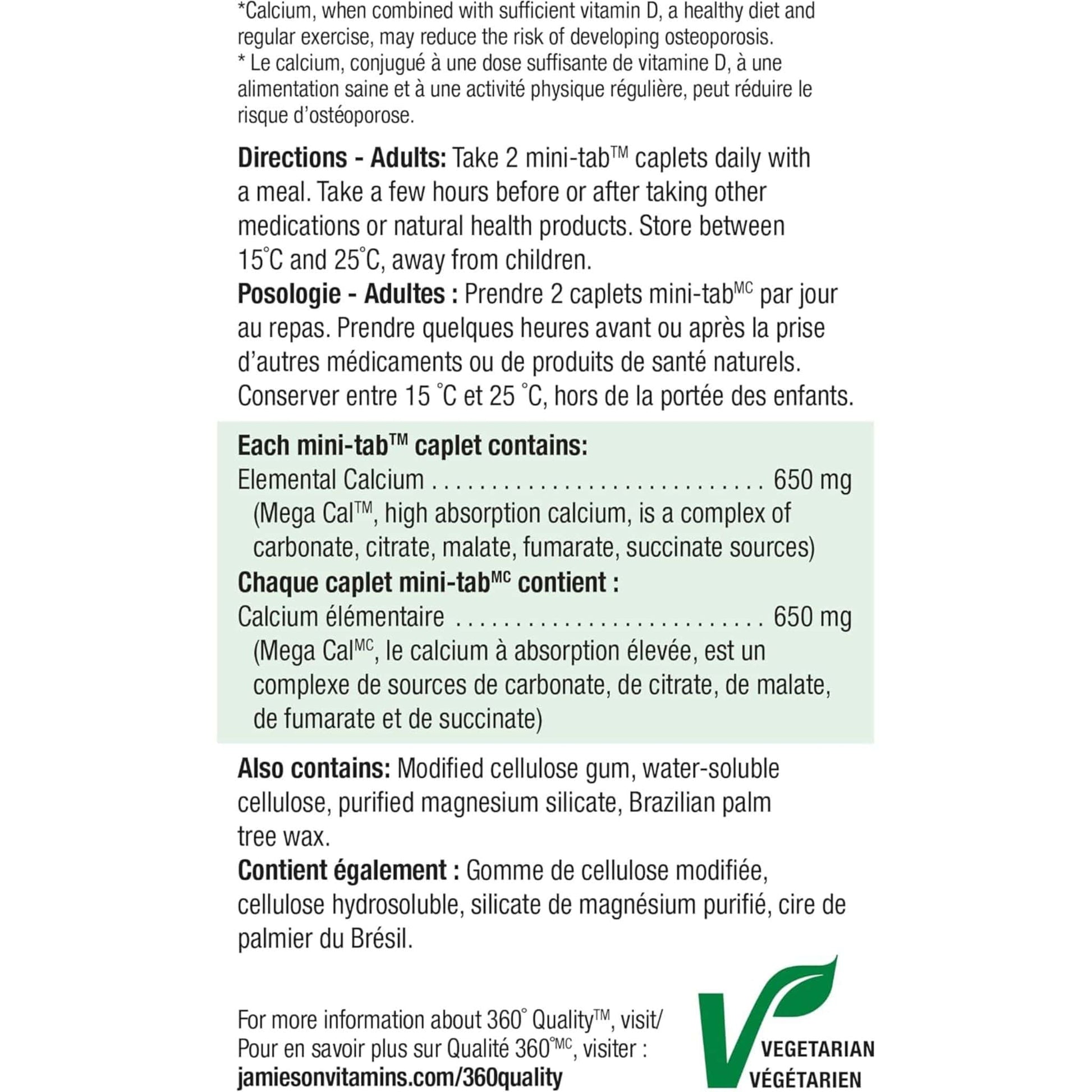 Bonus, 100+20 Caplets | Jamieson Mega Cal Calcium 650 mg