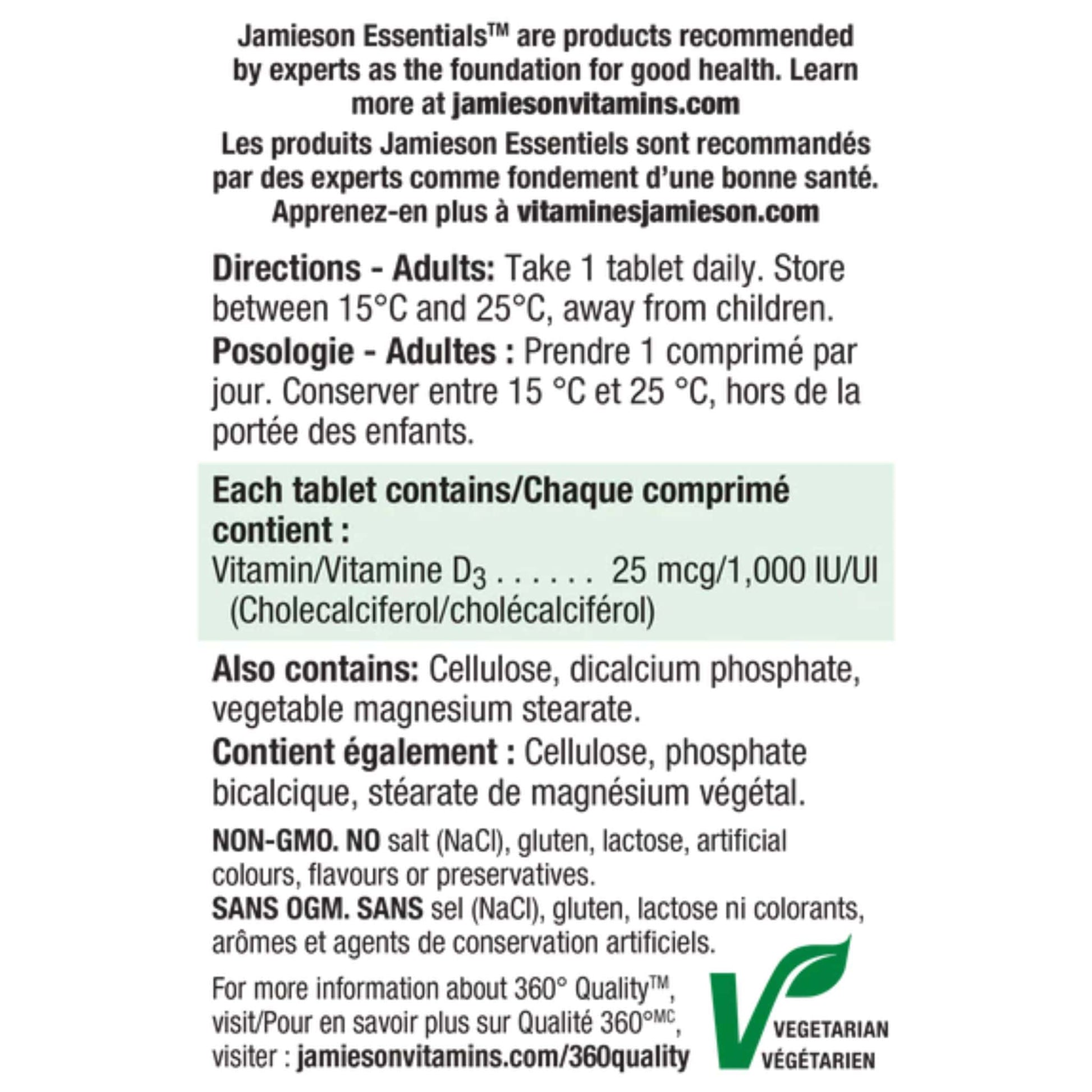 Bonus, 200+40 Tablets | Jamieson Vitamin D3 1,000 IU