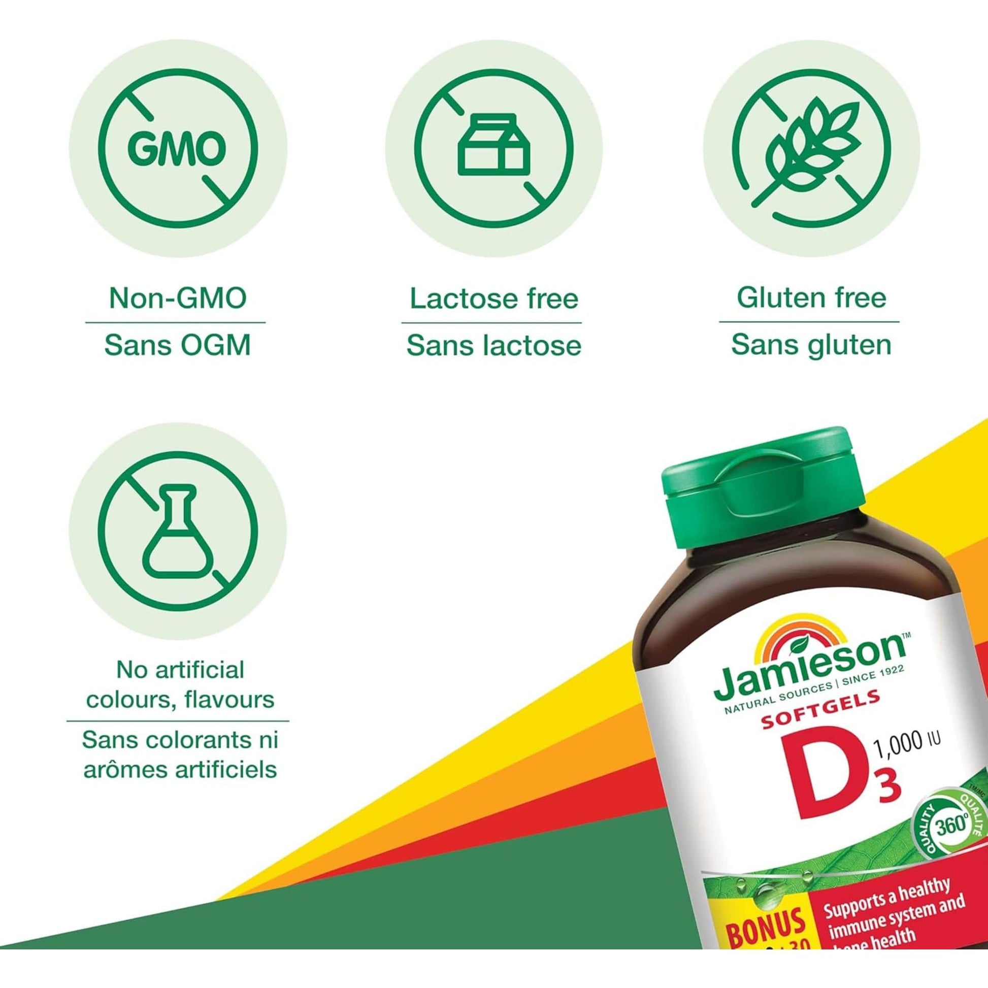 Bonus, 150+30 Softgels | Jamieson Vitamin D3 1,000 IU Premium Softgels